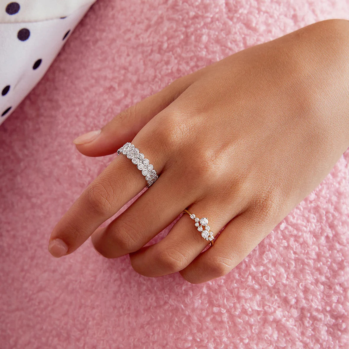 Yellow Flower Cluster Pave Ring