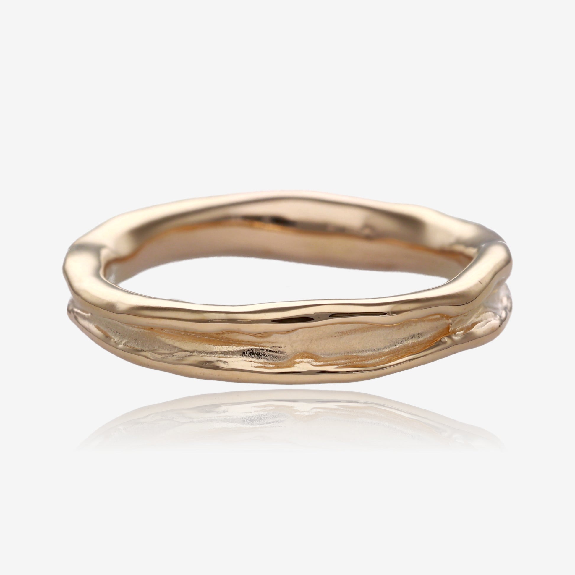 Narrow Melted Band in 14k Yellow Gold