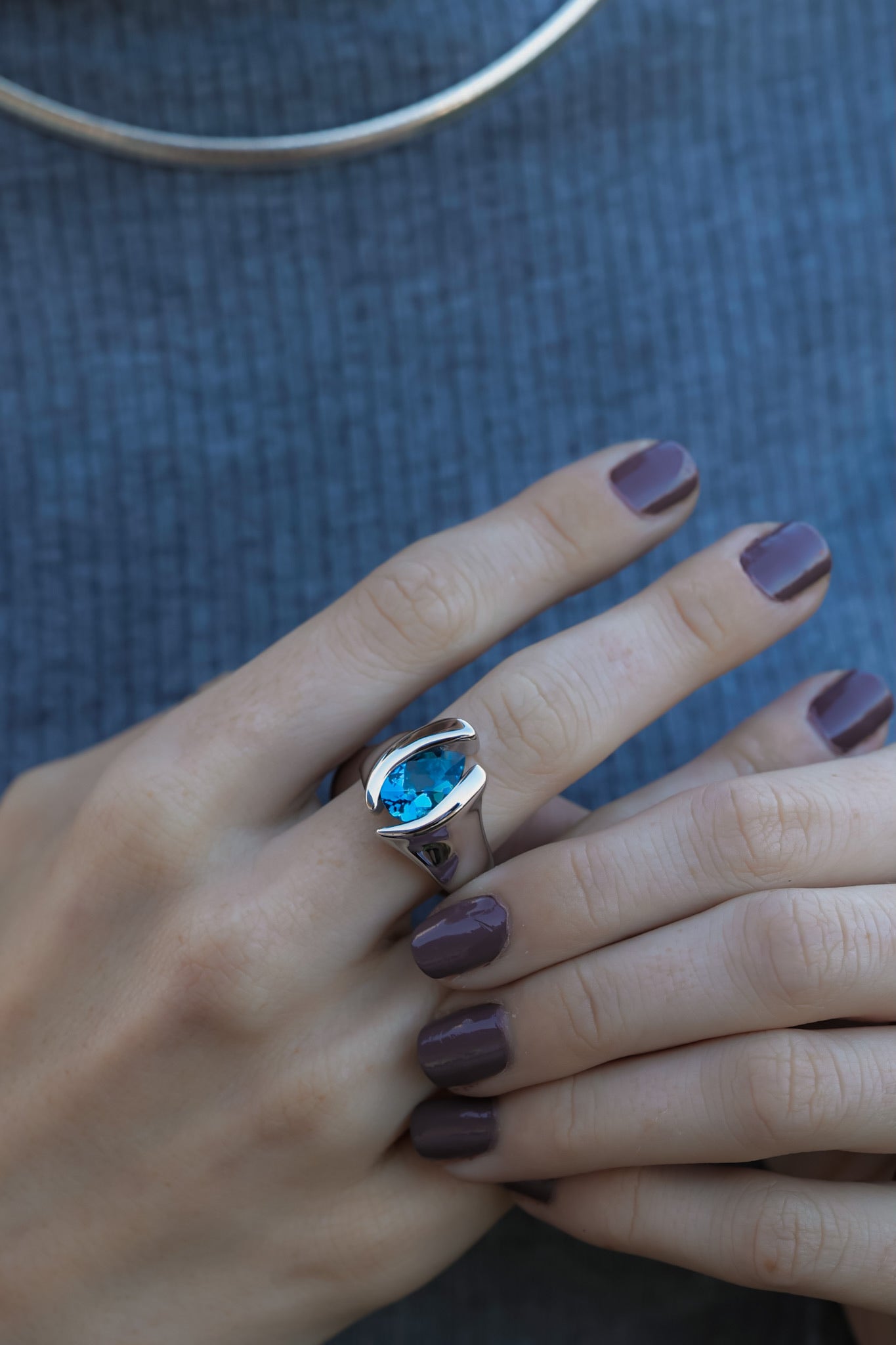 3.4ct Pear Shp London Blue Topaz Silver Ring, Quotations
