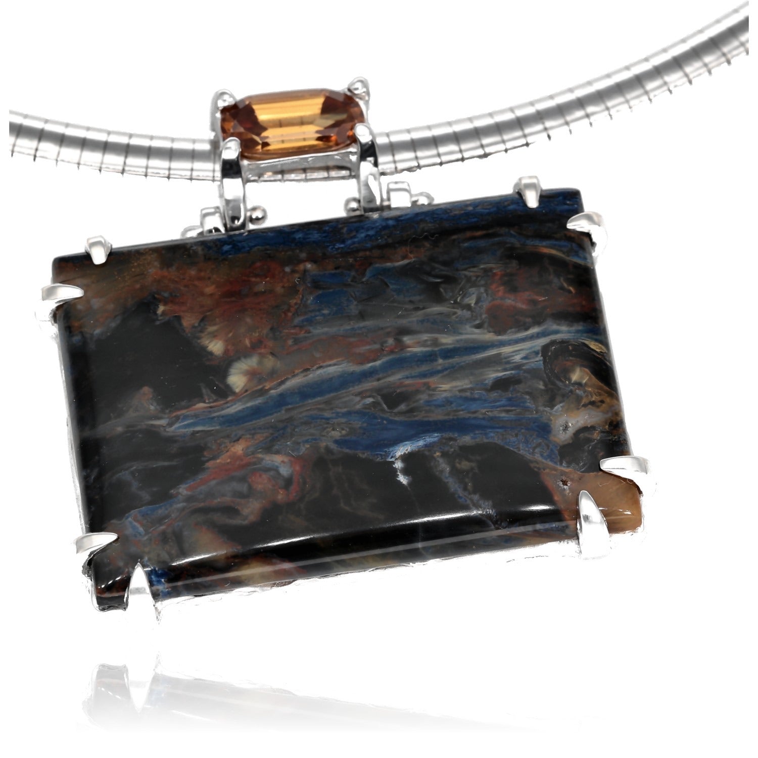 Storm Squall Pietersite & Zircon Necklace