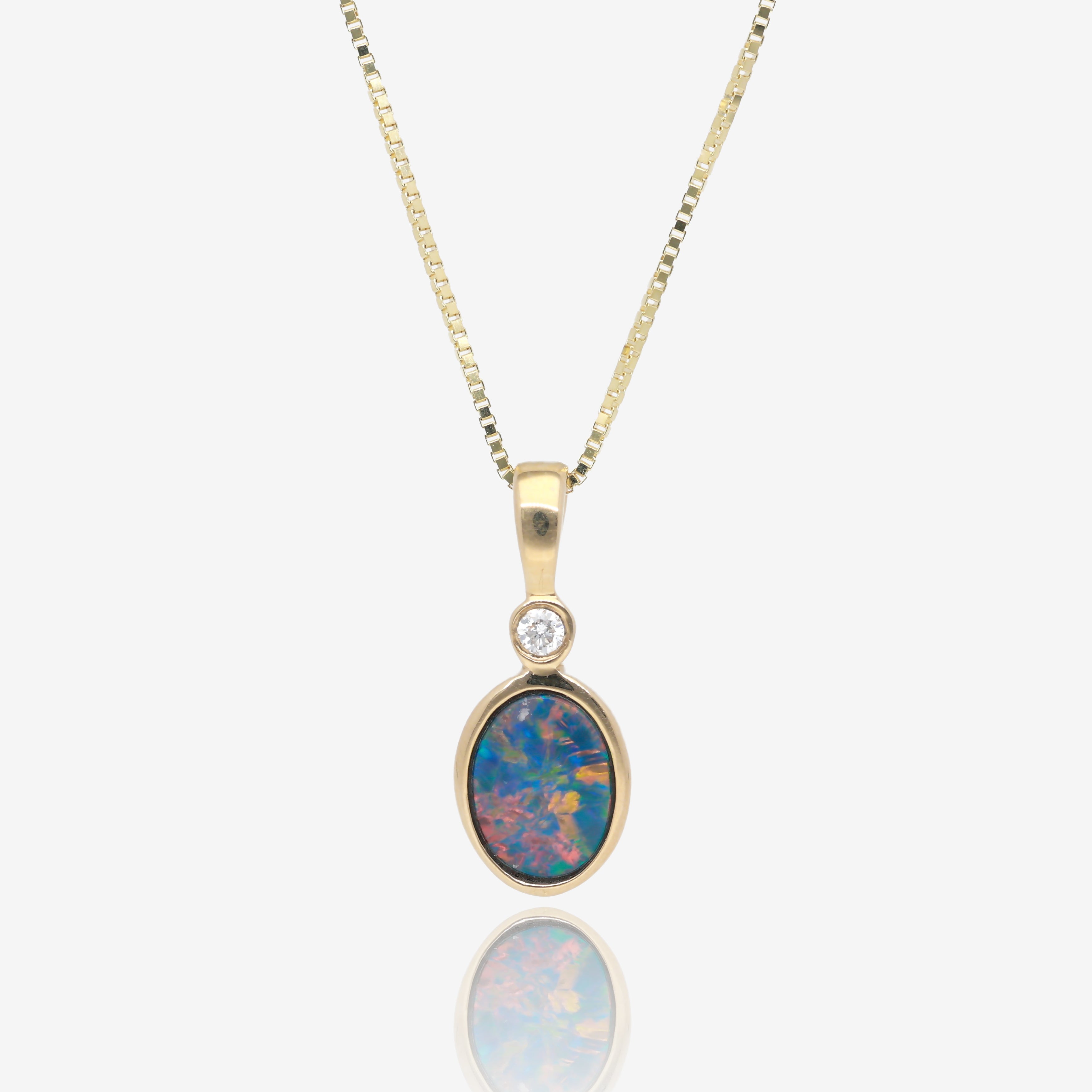 Northern Lights Opal and Diamond Stacked Pendant