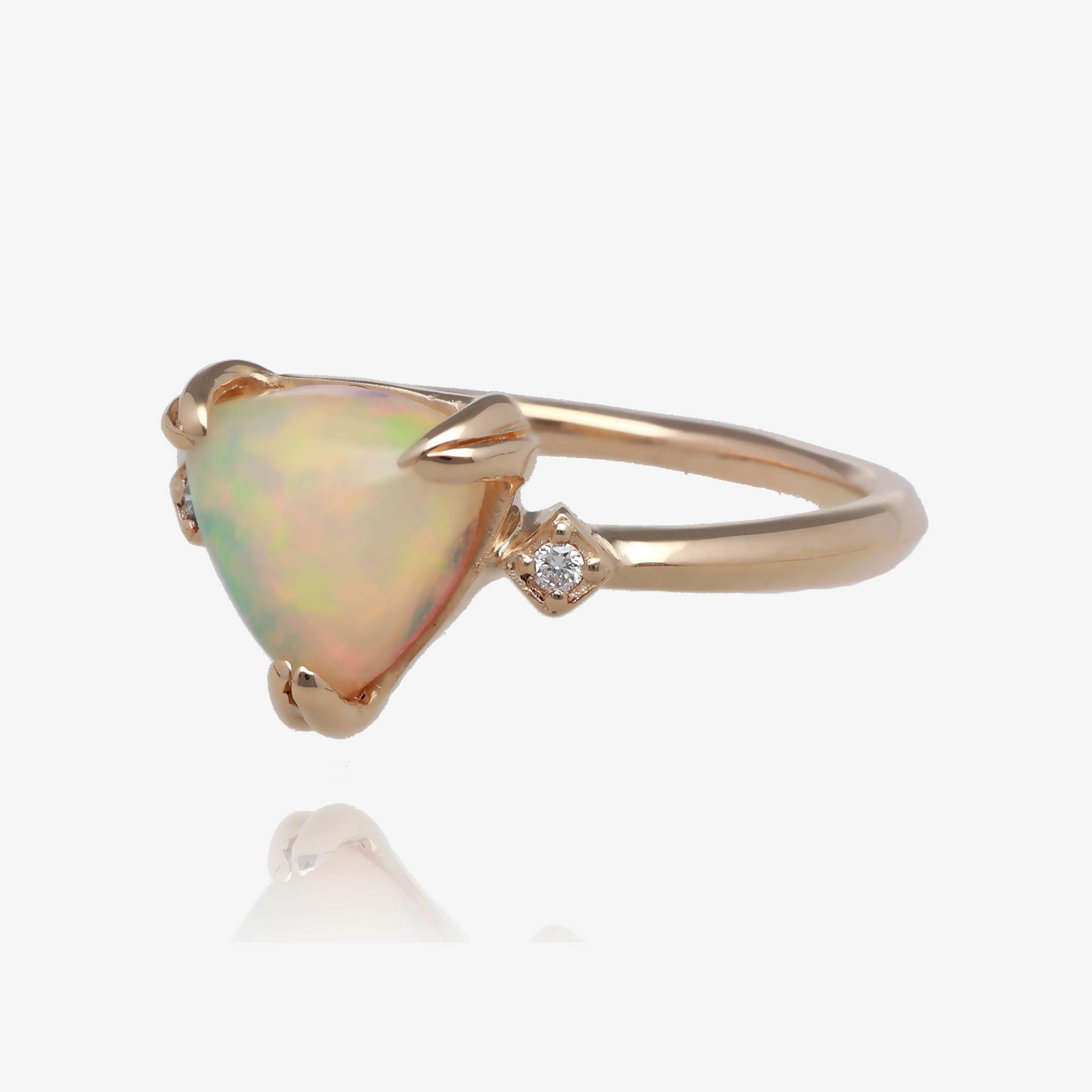 Zen Trillion Ethiopian Opal Ring in 14k Yellow Gold