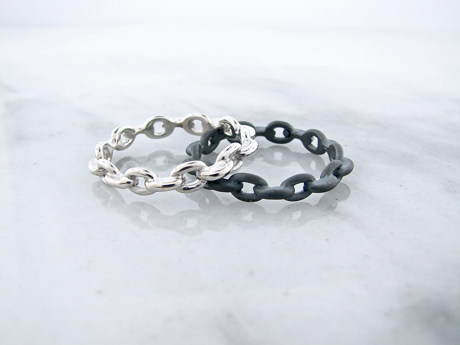 Black Silver Ring, Chain Link Band