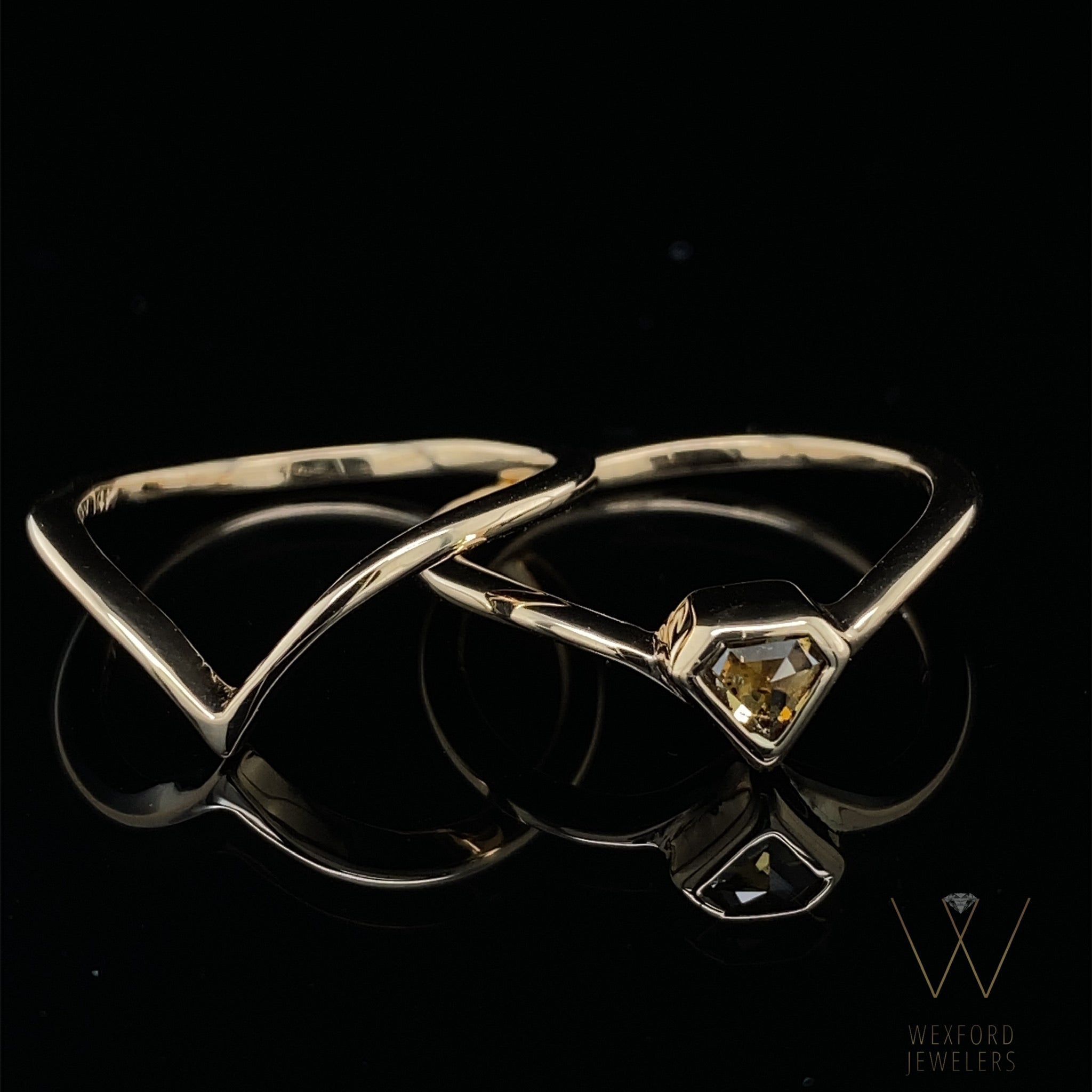 Shield Cut Sunbeam Yellow Diamond Wedding Set in Yellow Gold