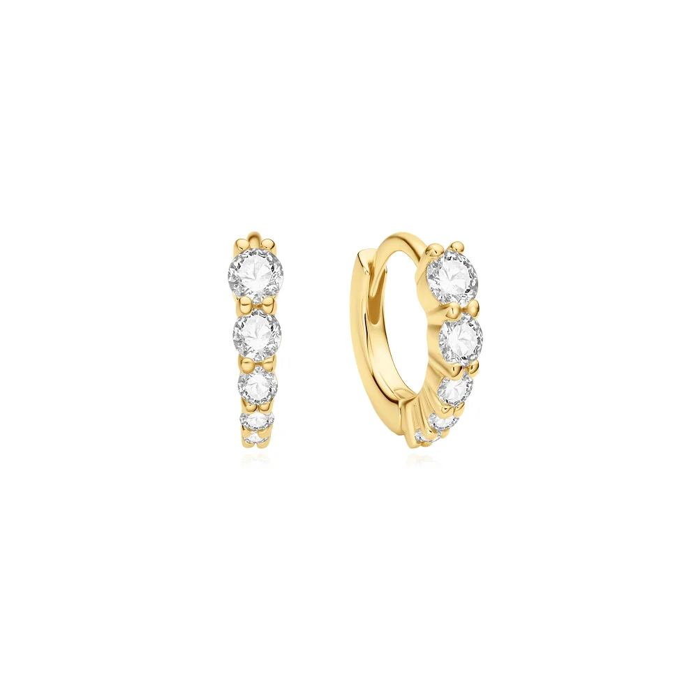Yellow Graduated Sparkle Huggie Hoop Earrings