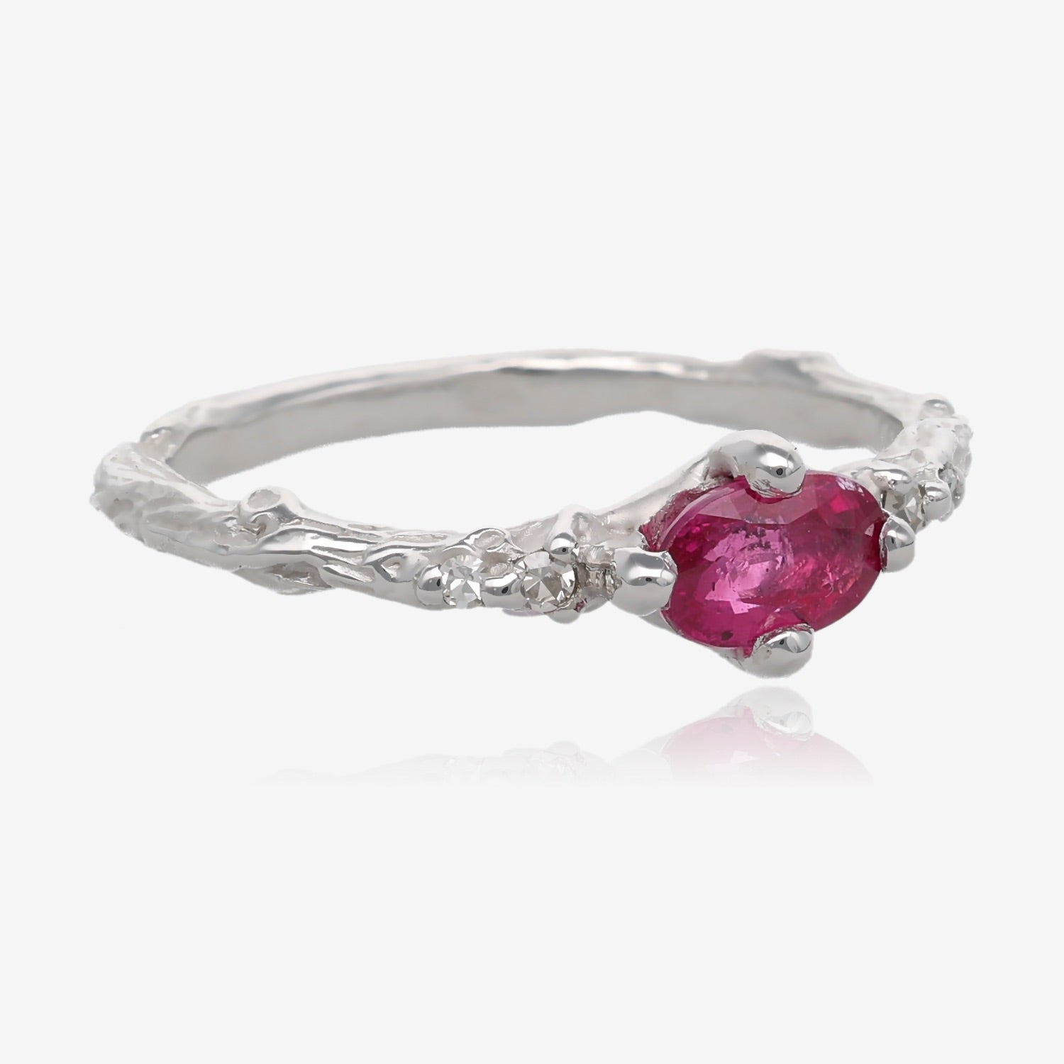 Sunset Ruby Branch Band in White Gold
