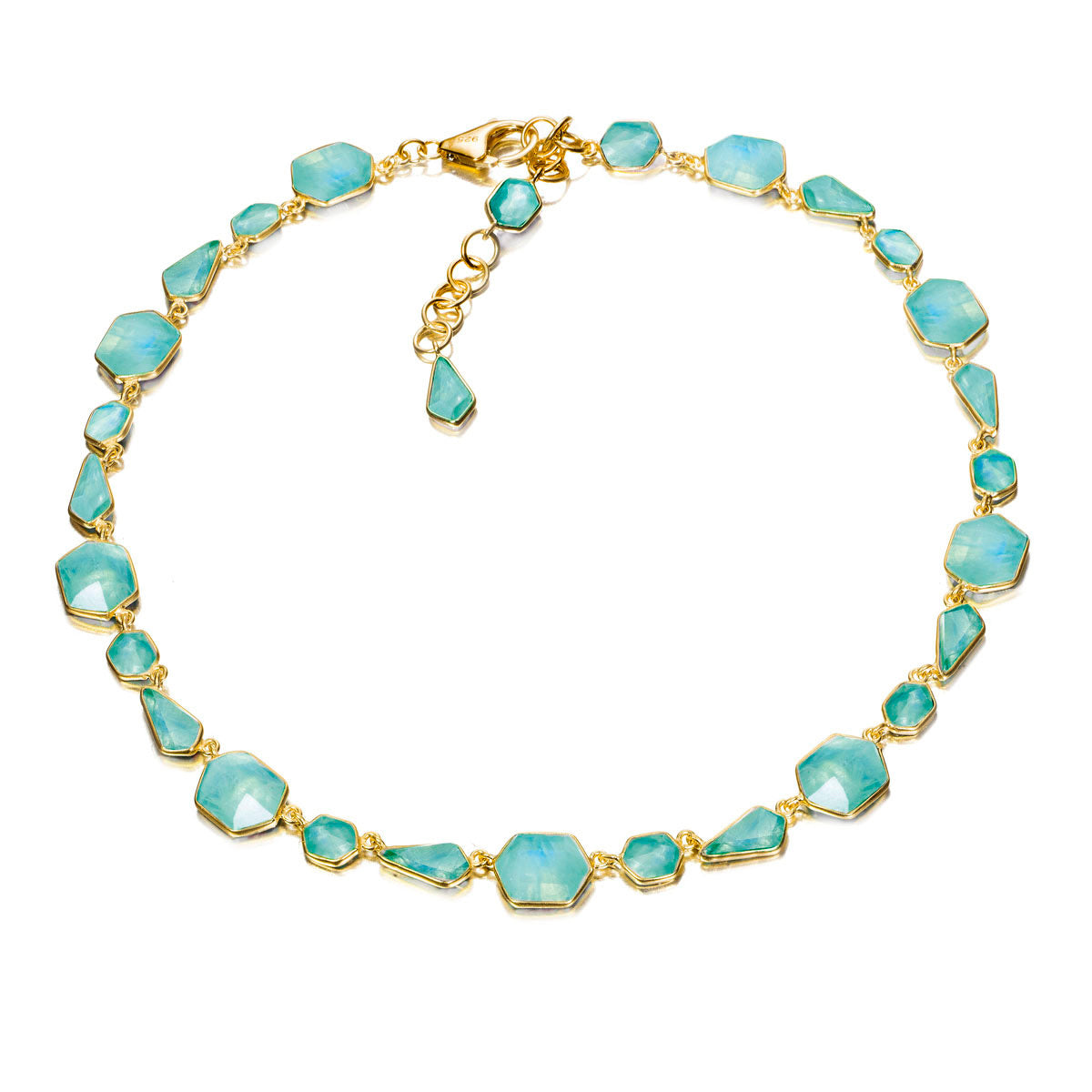 Geo Multi Amazonite Bezel Necklace