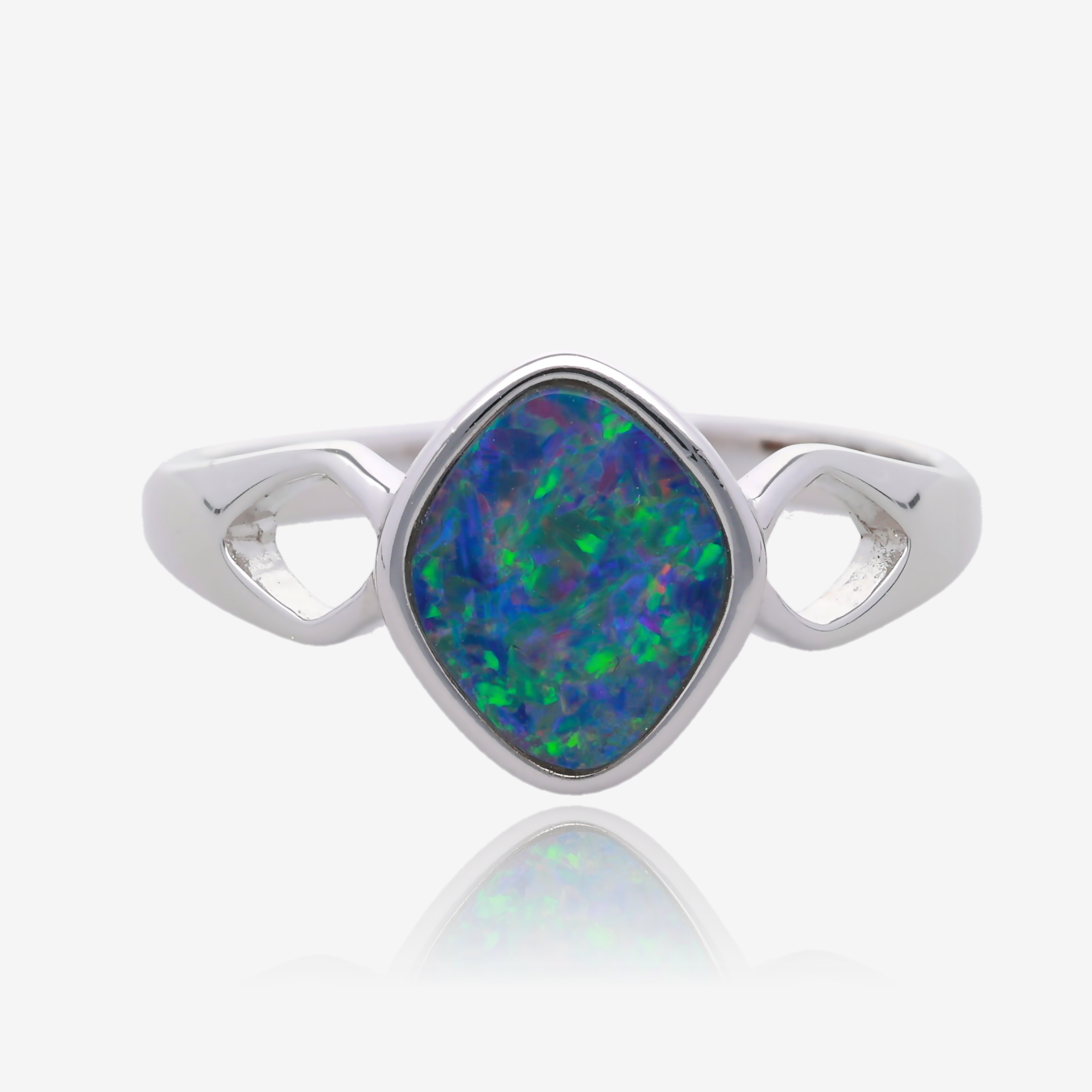 Northern Lights One Of A Kind Freeform Opal Rings in Sterling Silver