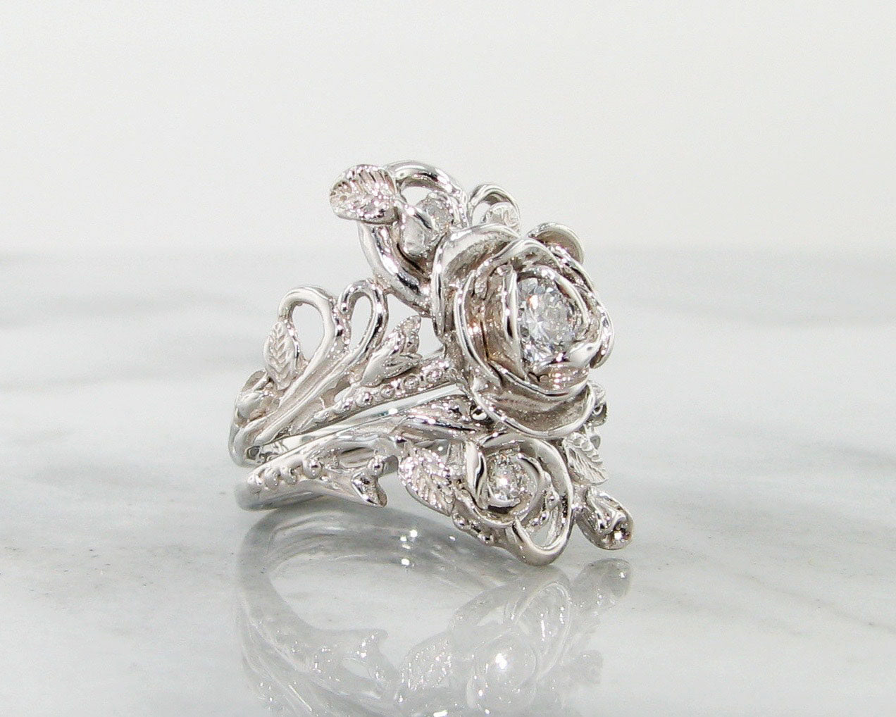 Diamond White Gold Wedding Ring Set, Jane Rose
