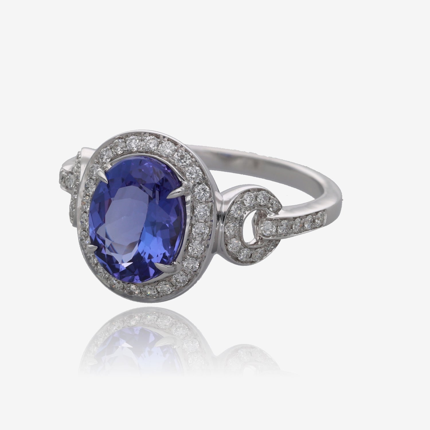 Lady of Nobility Tanzanite and Diamond White Gold Ring