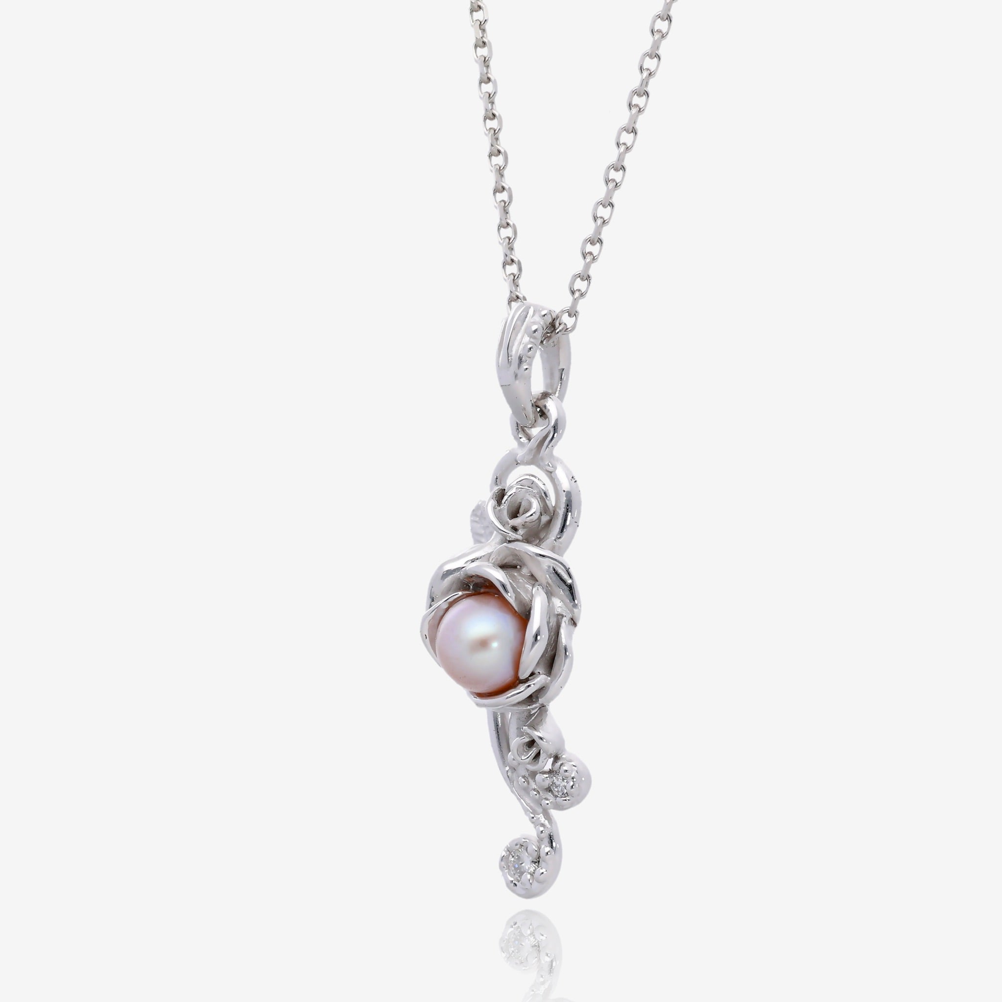 Pink Pearl Silver Pendant, Rose Cascade