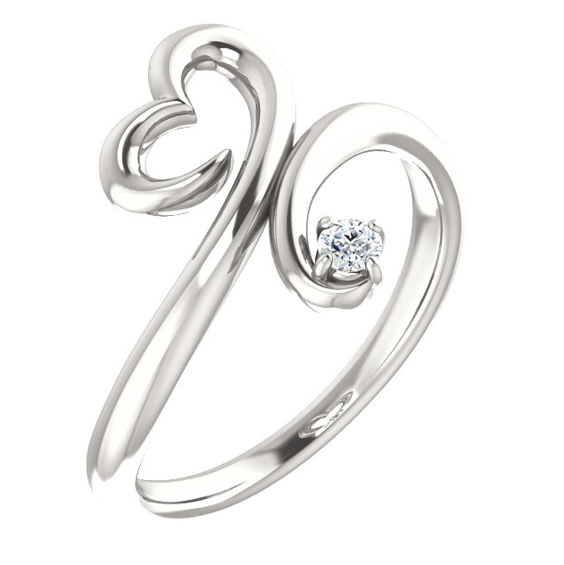 .06ct Diamond Silver Heart Freeform Promise Ring