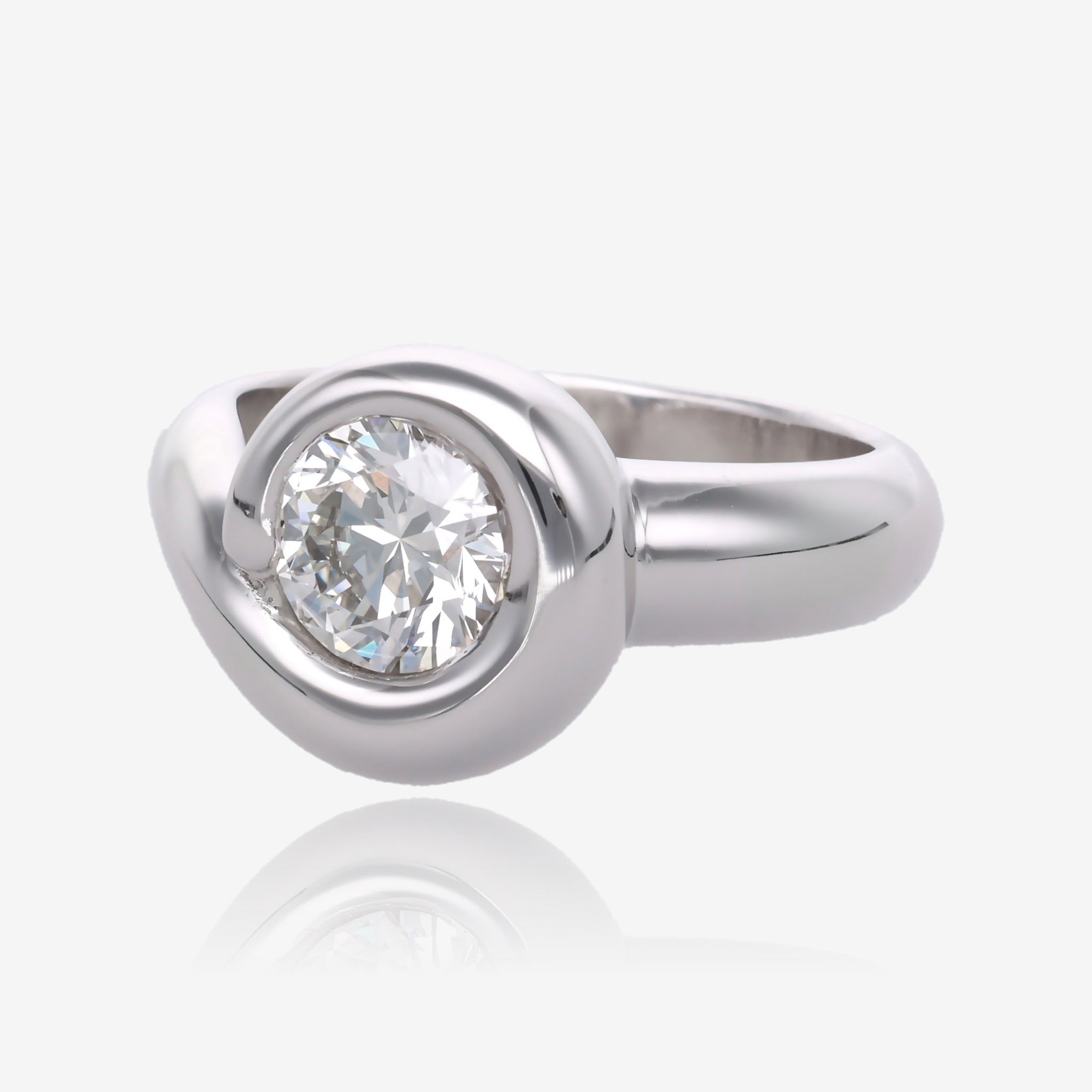 Smooth Sweep Low Profile Diamond Wedding Set