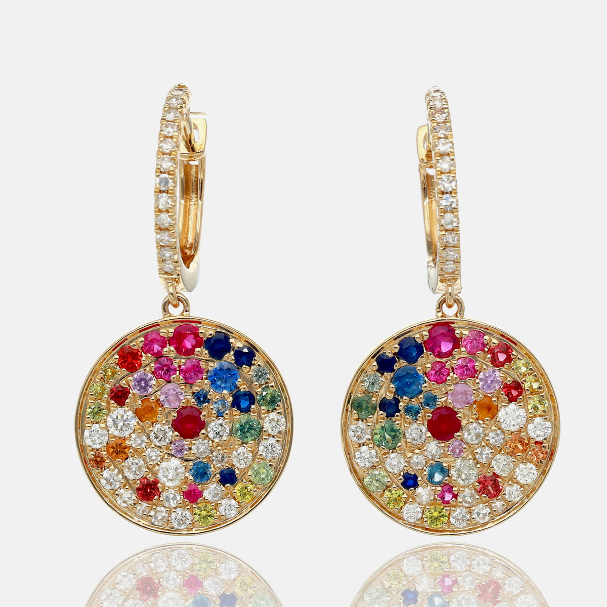 Colorburst Diamond Disc Dangle Earrings