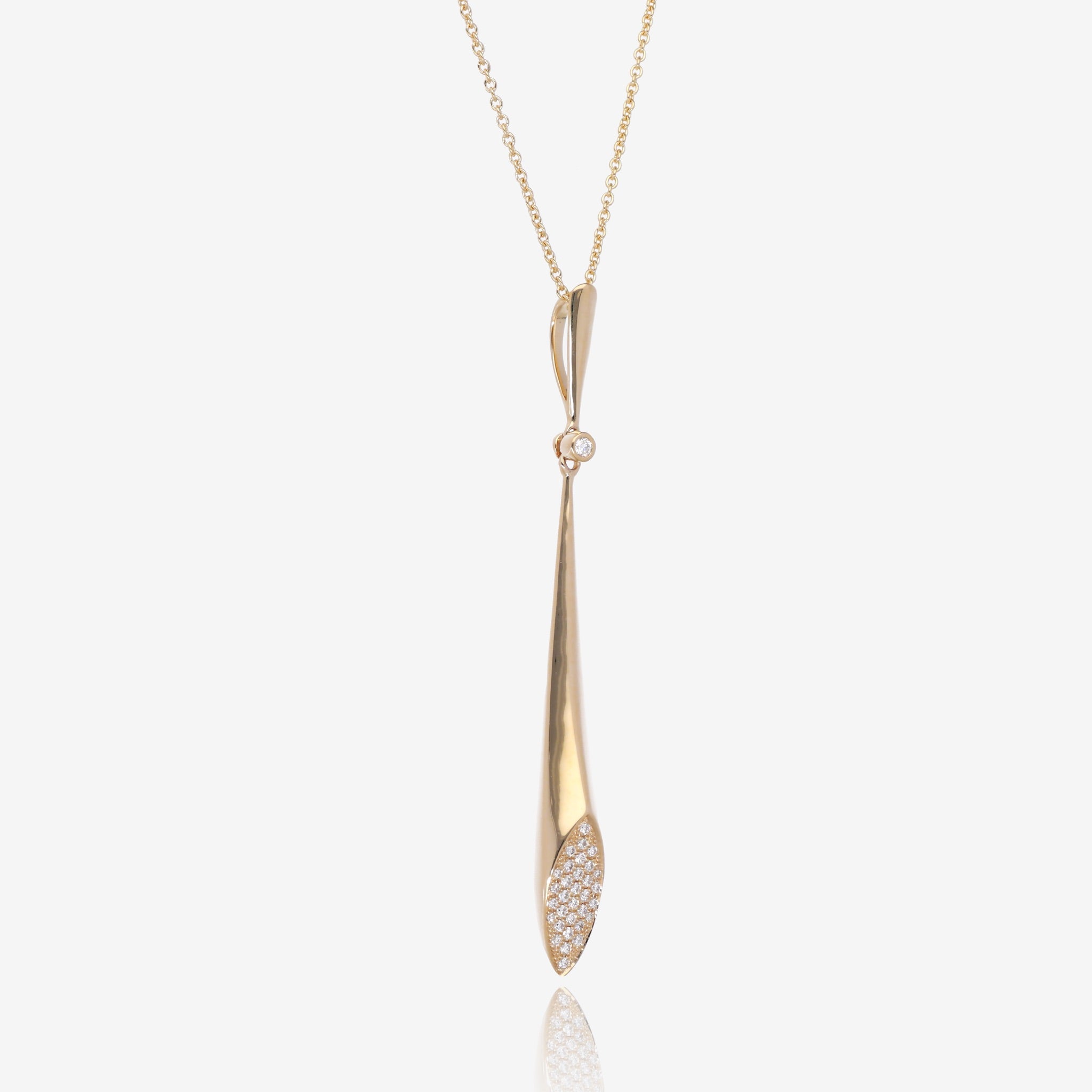 Bubbly Flute: 14K Yellow Gold Diamond Pendant