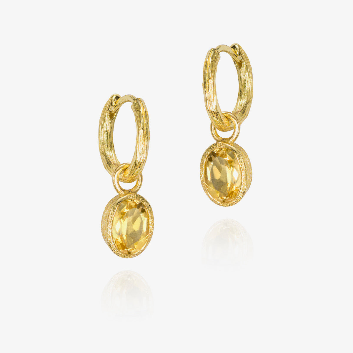 Zen Organic Natural Oval Birthstone Hoop Earrings
