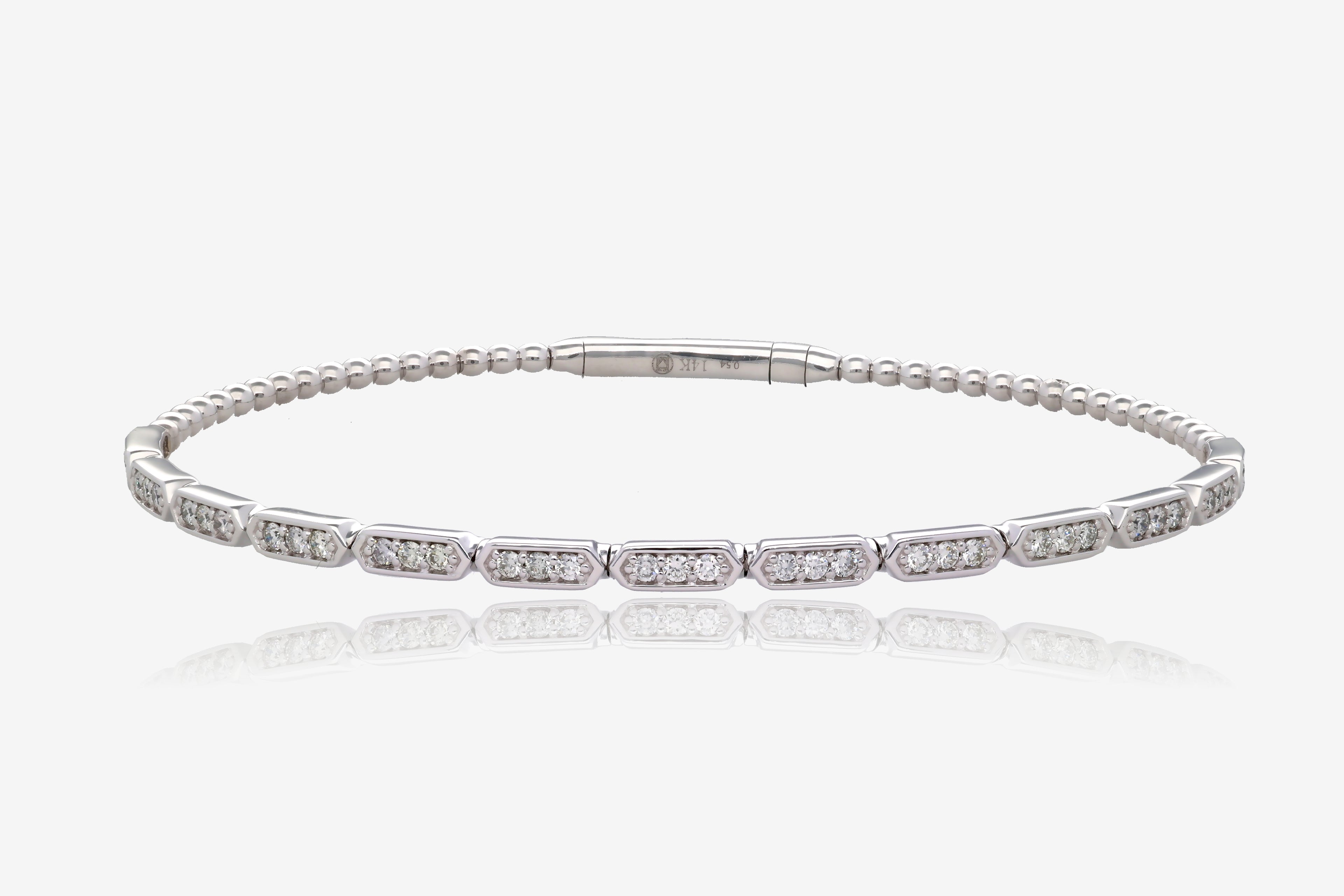 .54ct Natural Diamond Shield Flex Bangle in 14K White Gold