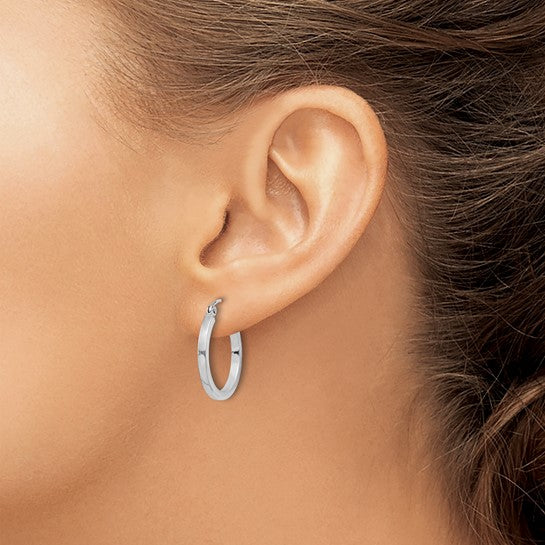 Silver Square Edge Round Hinged Hoops