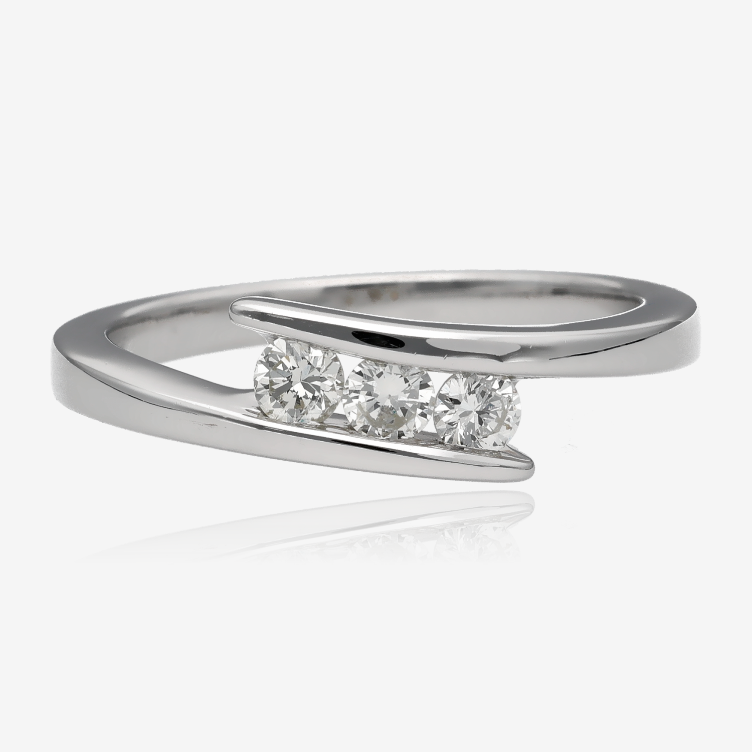 Sleek Three Stone Diamond Bypass Ring 1ct