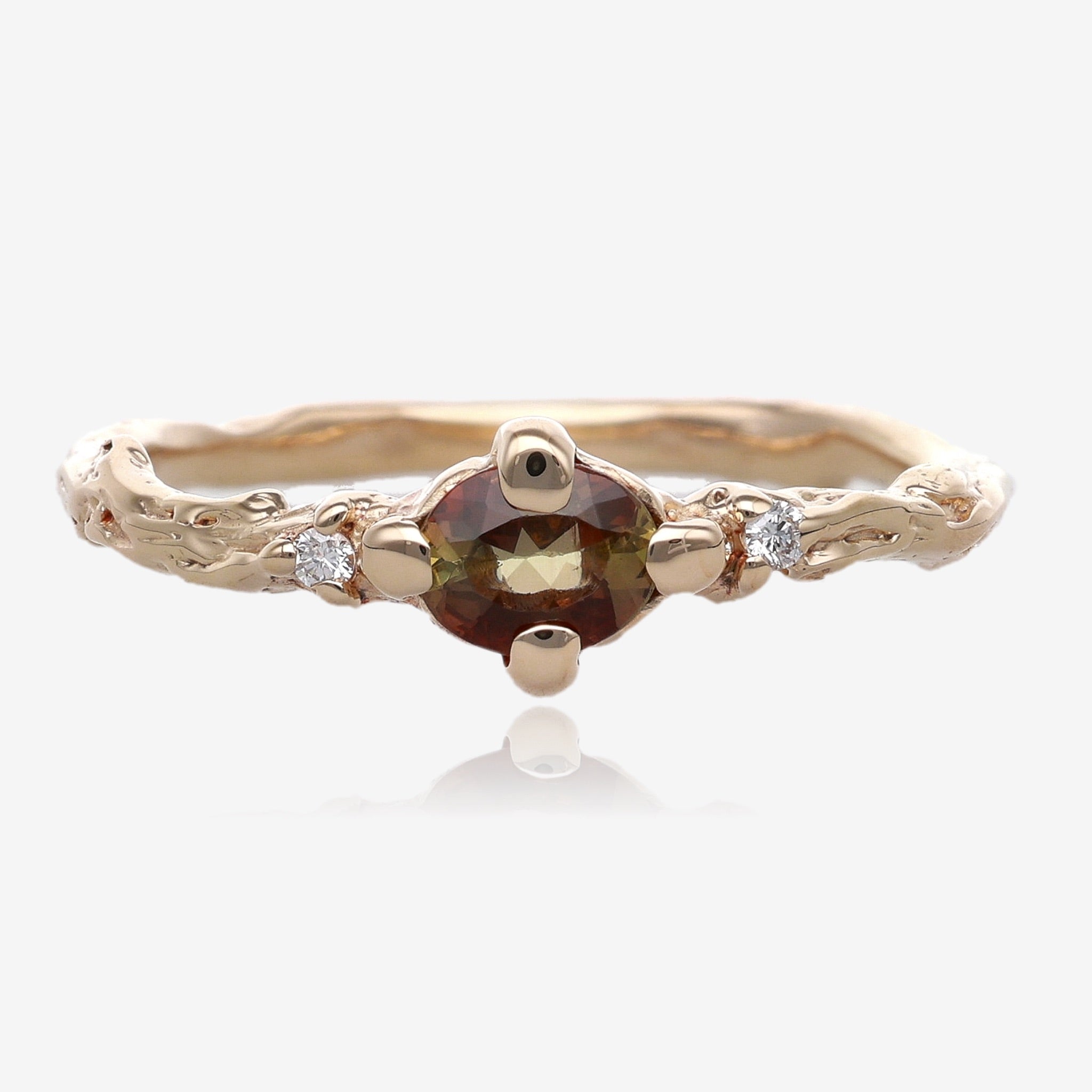Green Andalusite Branch Band in Gold