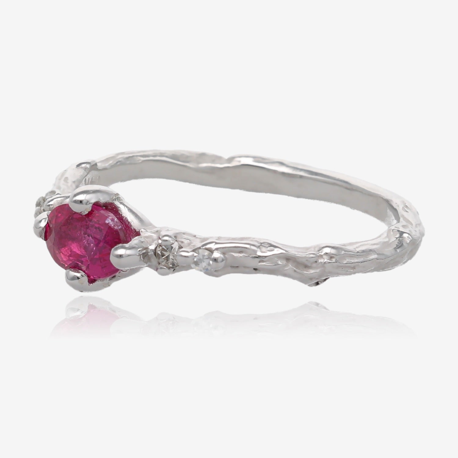 Sunset Ruby Branch Band in White Gold