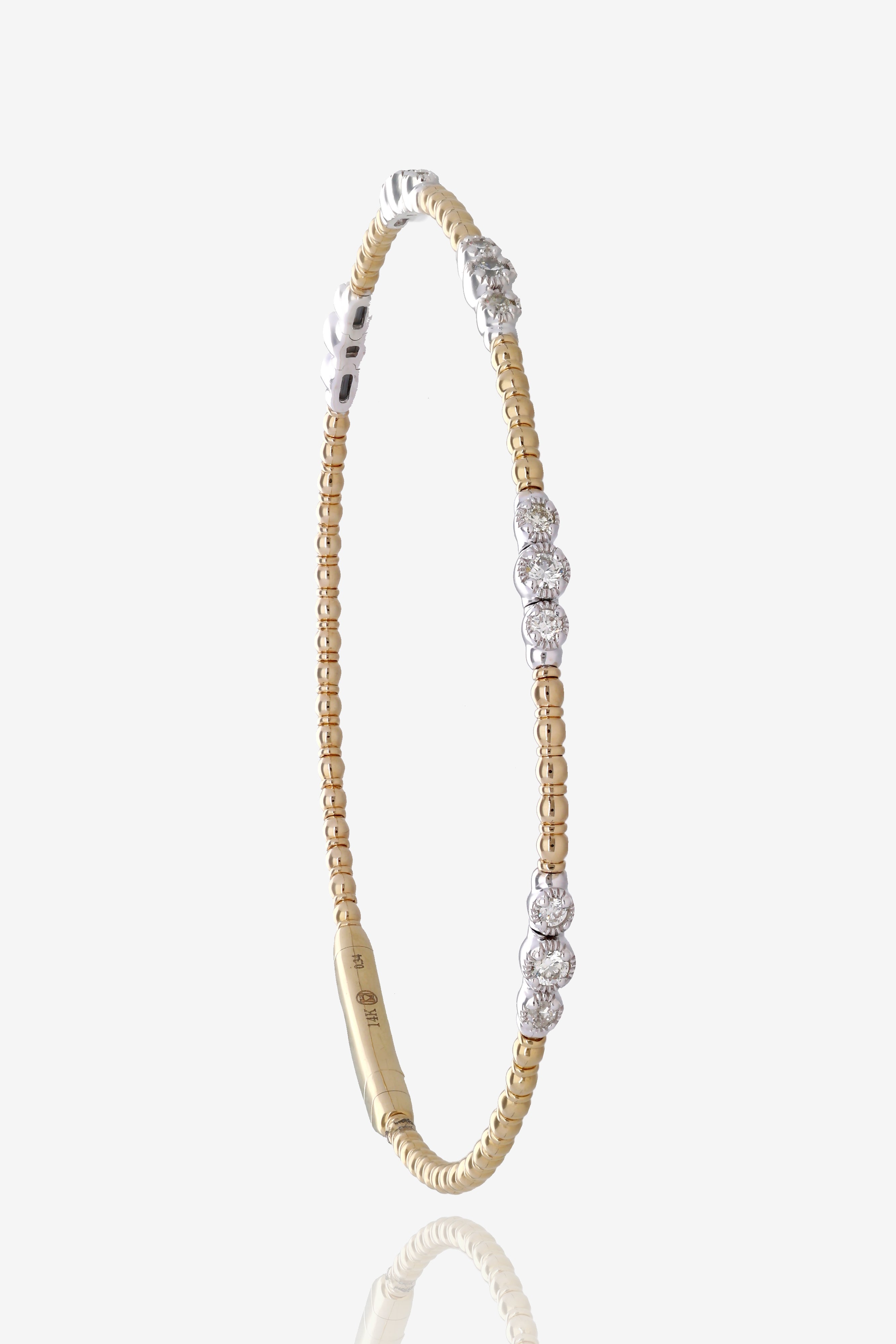 1/3ct Petite Two Tone Natural Diamond Flex Bangle in 14K Yellow Gold