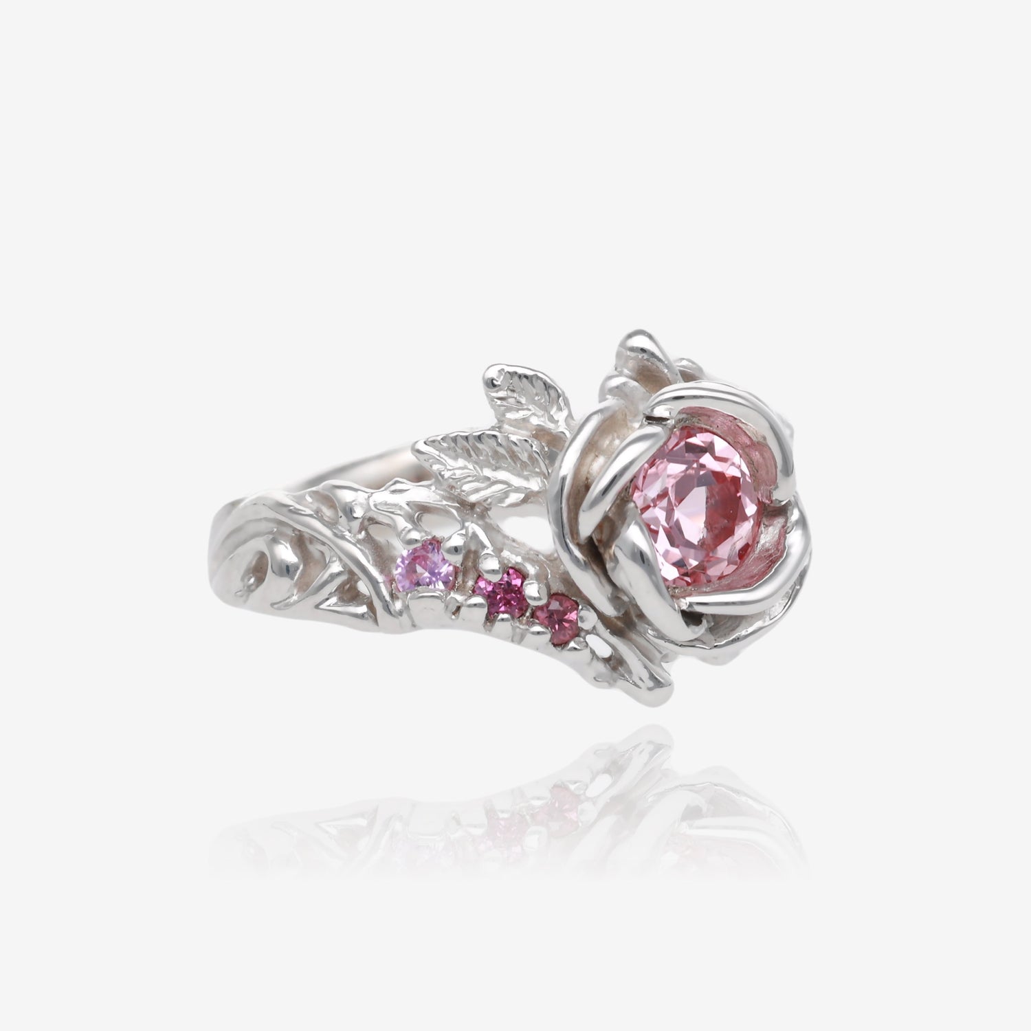 Summer Rose Pink Sapphire Silver Ring