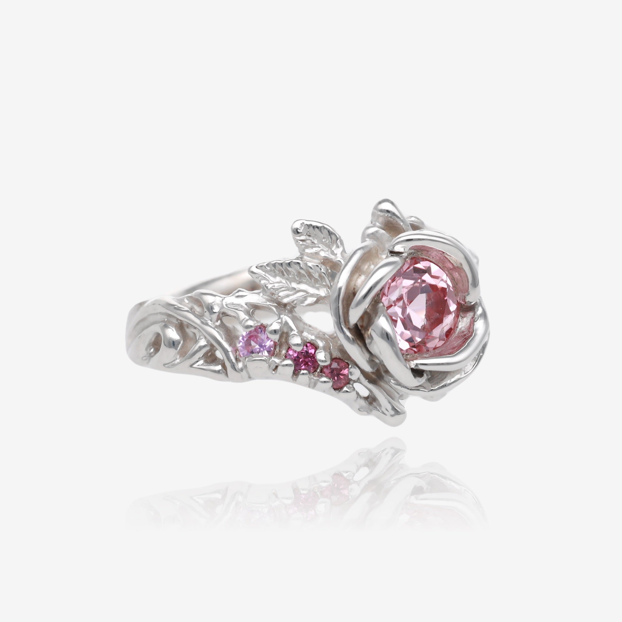 Summer Rose Pink Sapphire Silver Ring