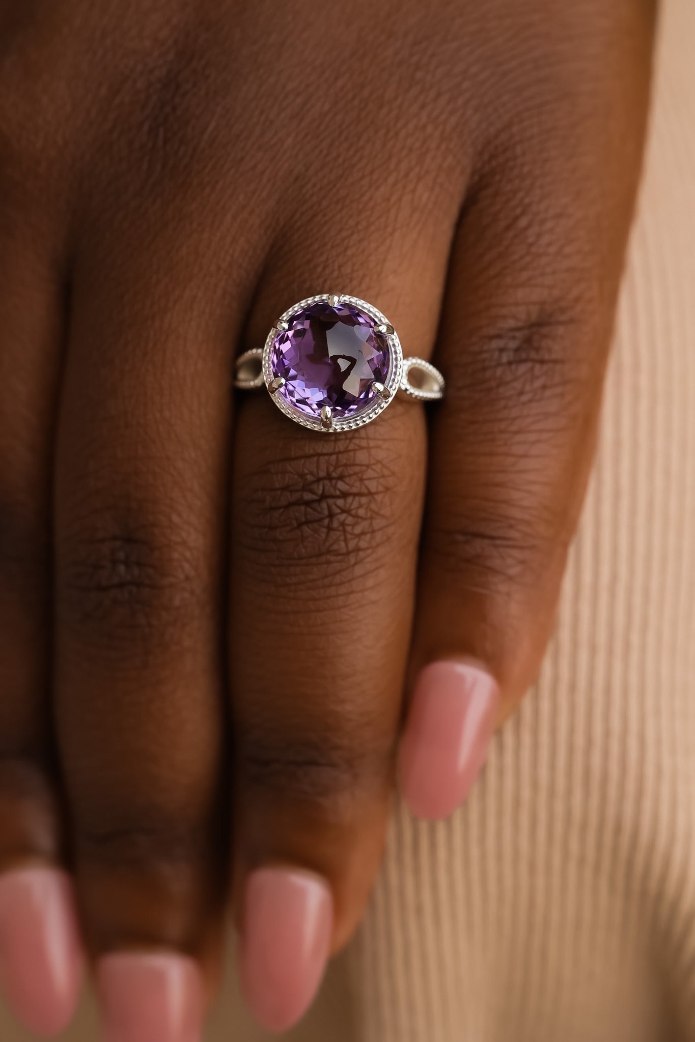 Provencal Lavender Amethyst Cabochon Ring