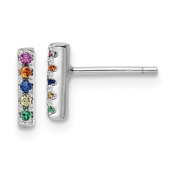Line of Color Silver Bar Stud Earrings