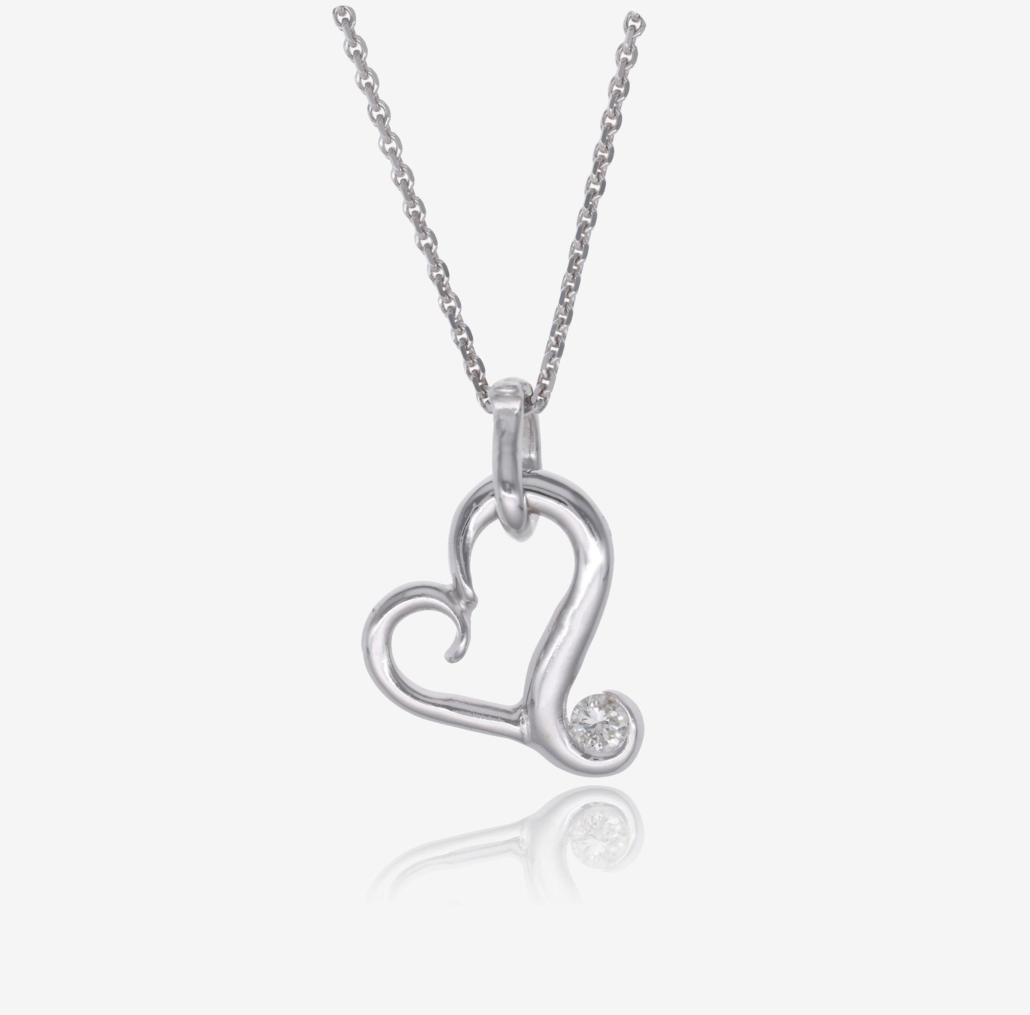 Flutter Heart Necklace, White Gold & Diamond