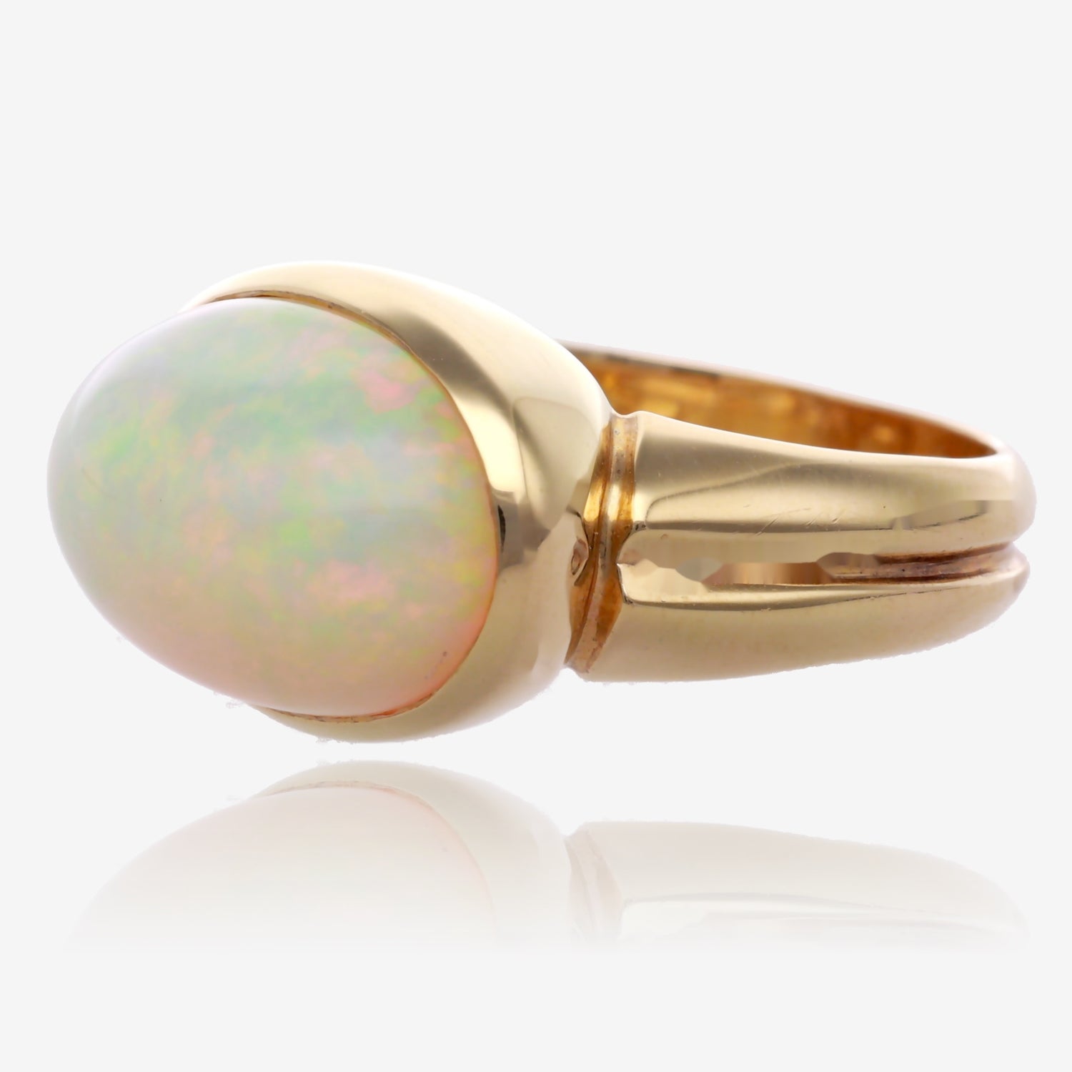Galaxy Fire: Ethiopian Opal 14K Yellow Gold Cabochon Ring