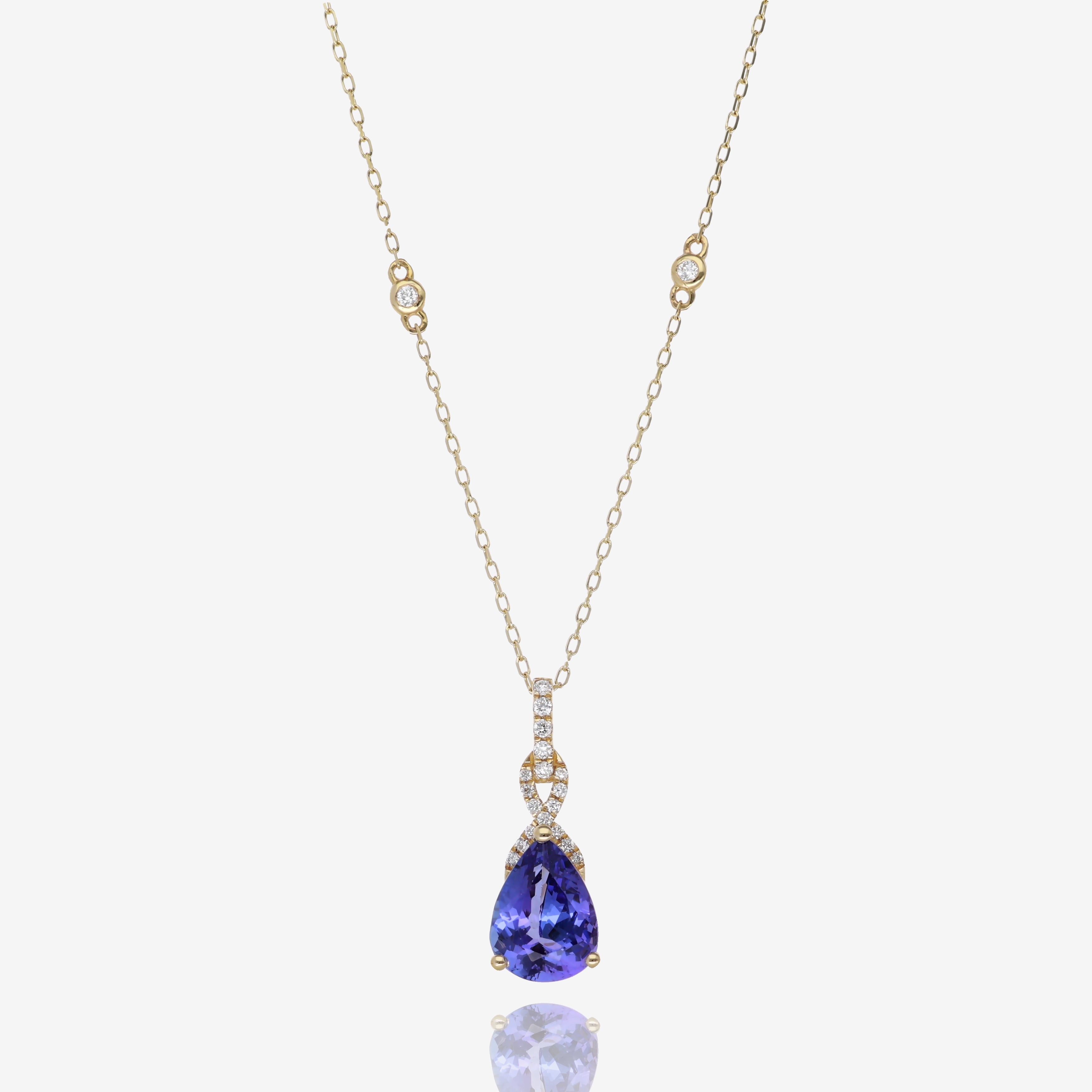 Tanzanite and Diamond Pendant in 14K Yellow Gold