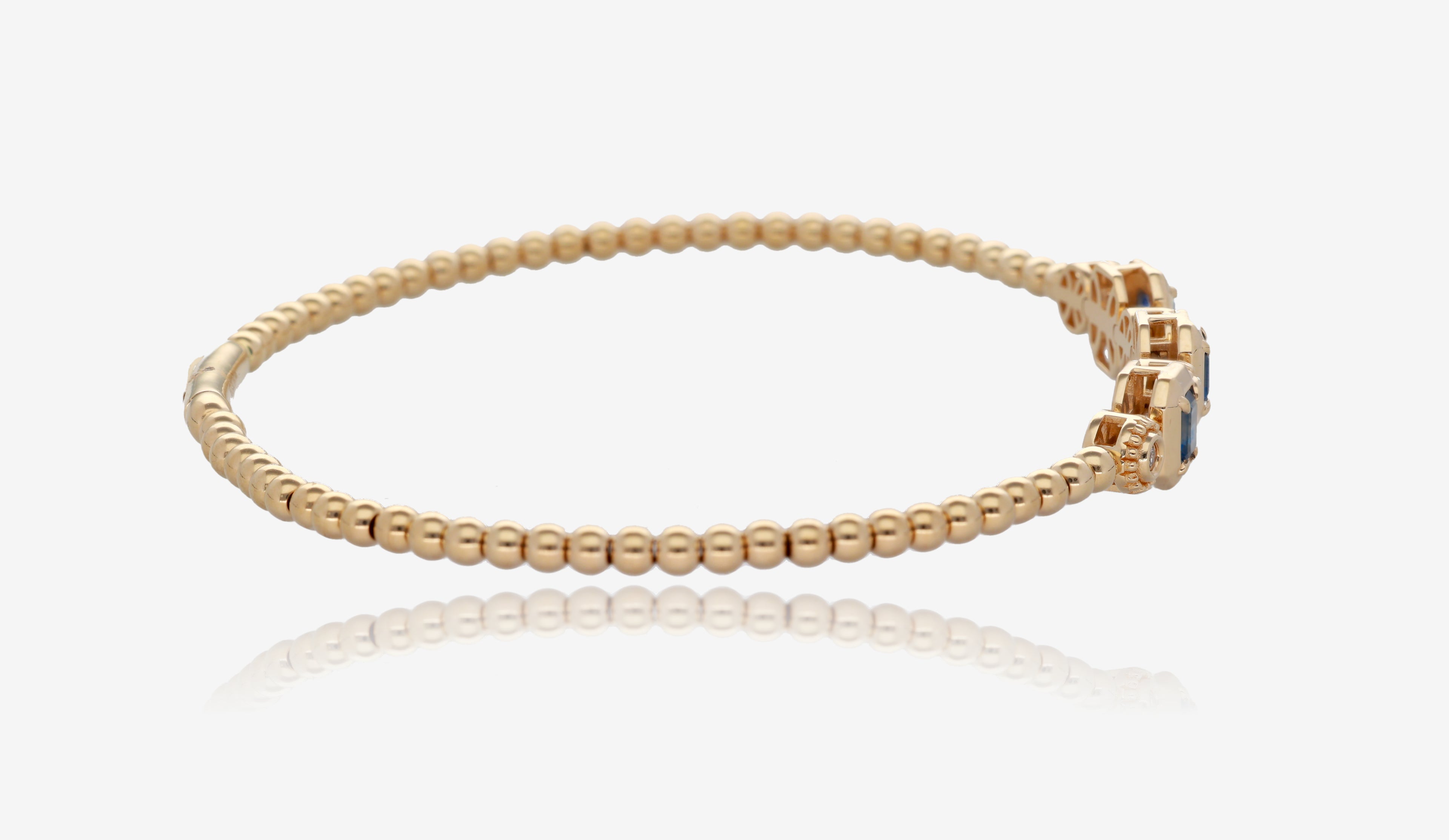 Sapphire and Diamond Flex Bangle in 14K Yellow Gold