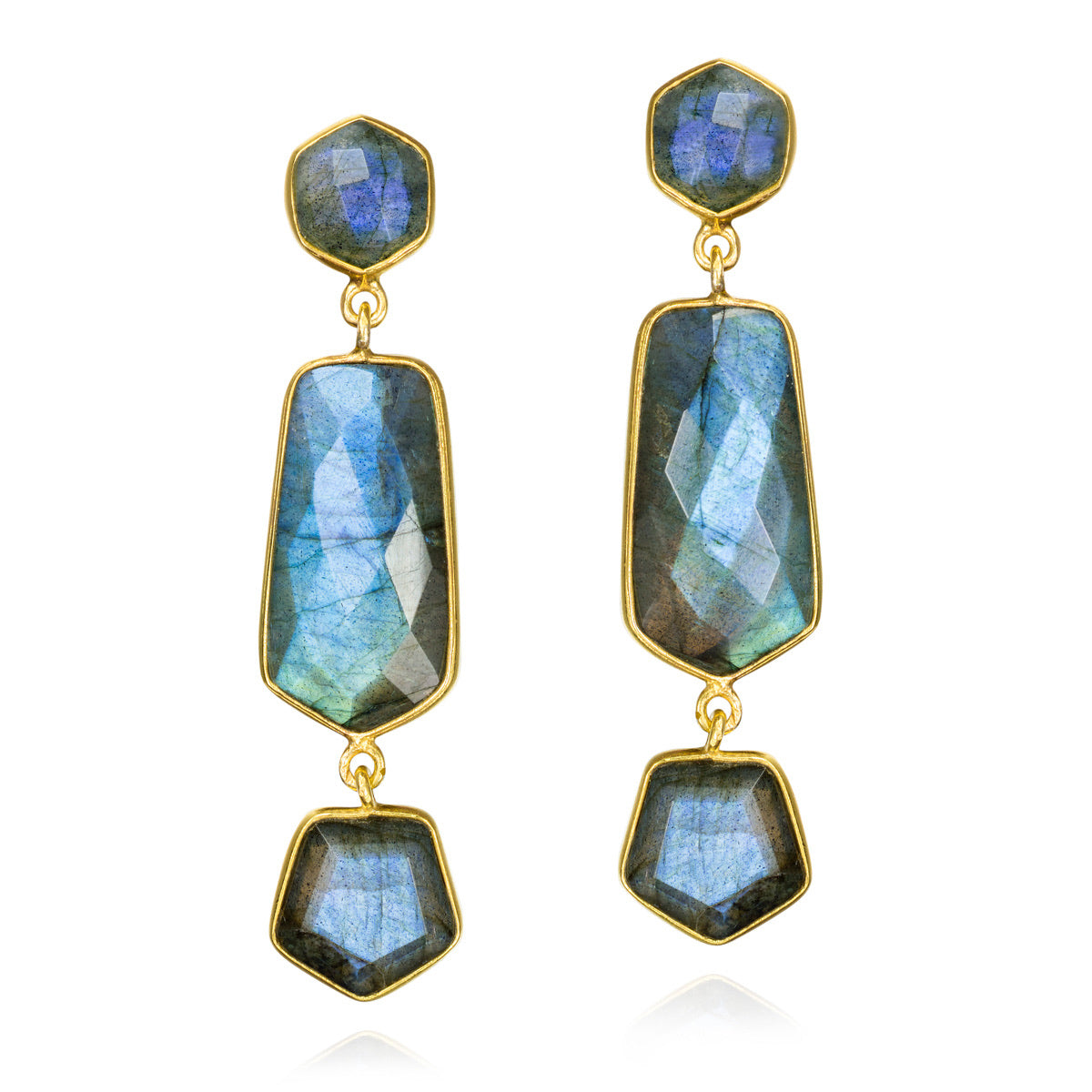Atlas Long Geo Labradorite Dangle Earrings