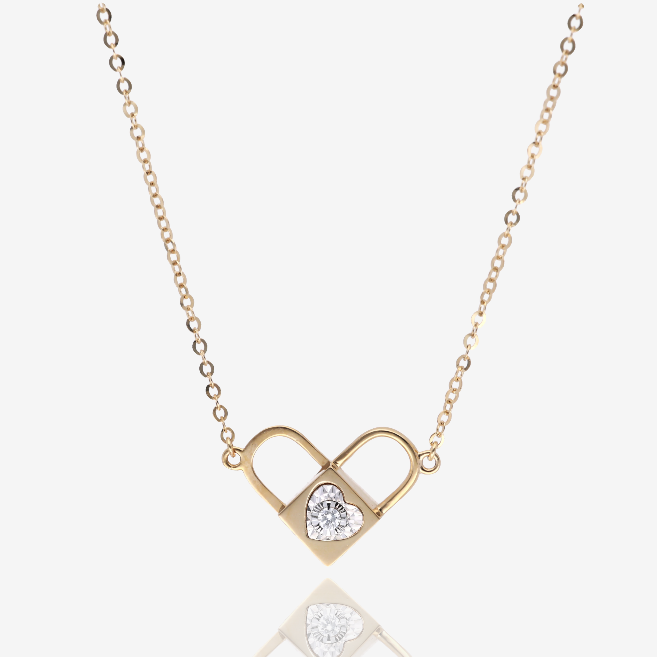 Heart Lock Ruby and Diamond Convertible Necklace in 14K Yellow Gold