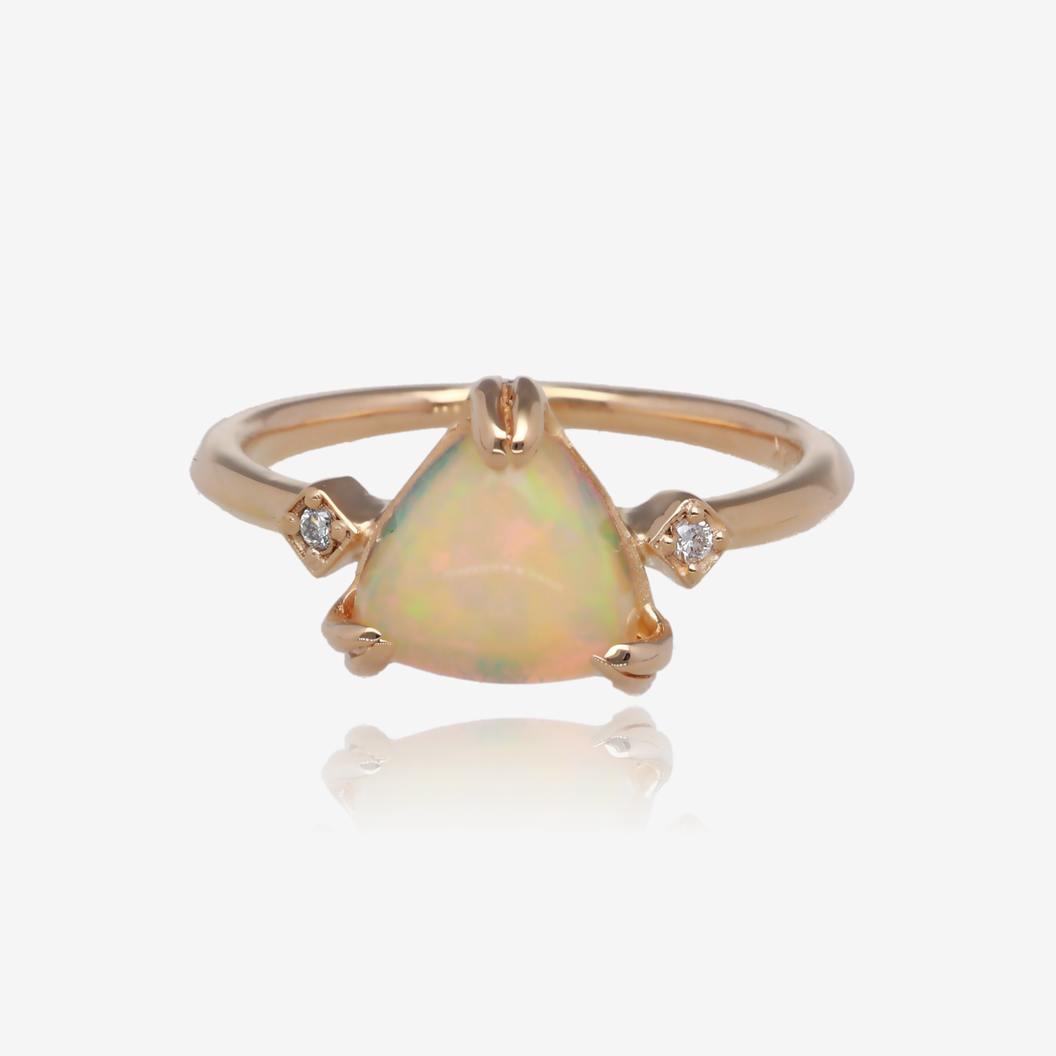 Zen Trillion Ethiopian Opal Ring in 14k Yellow Gold