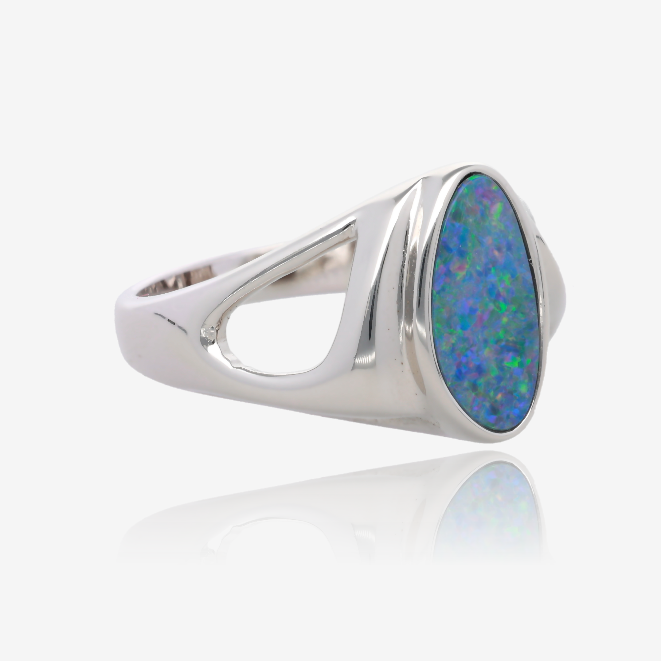 Northern Lights One Of A Kind Freeform Opal Rings in Sterling Silver