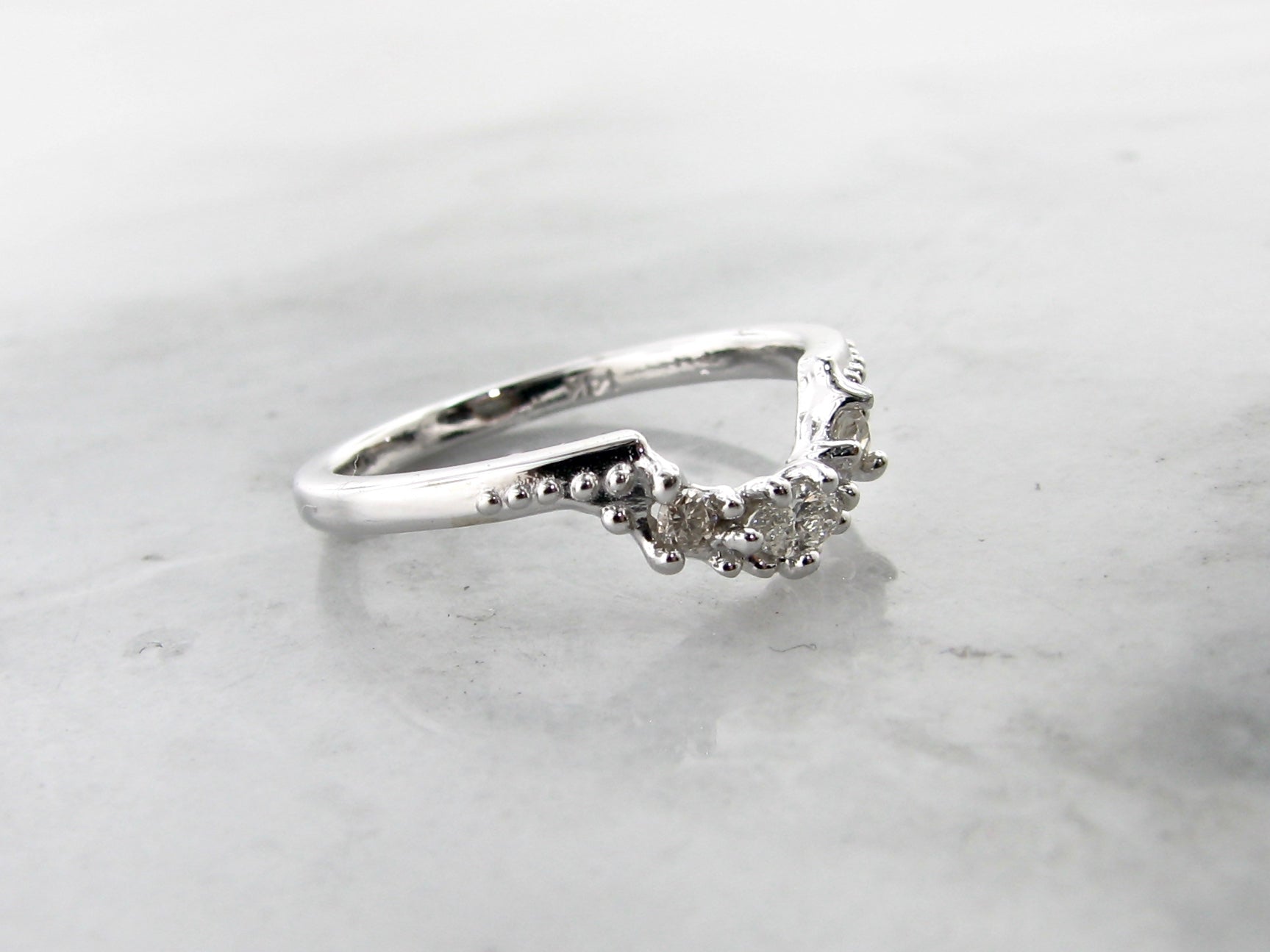 0.18ct TDW Marquise & Brilliant Cut Diamond Band 14K White Gold Ring, Adorn