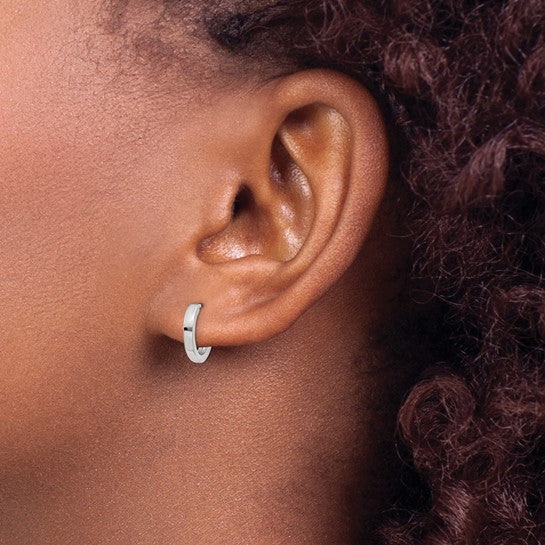 10k White Gold Hinged Hoop Earrings