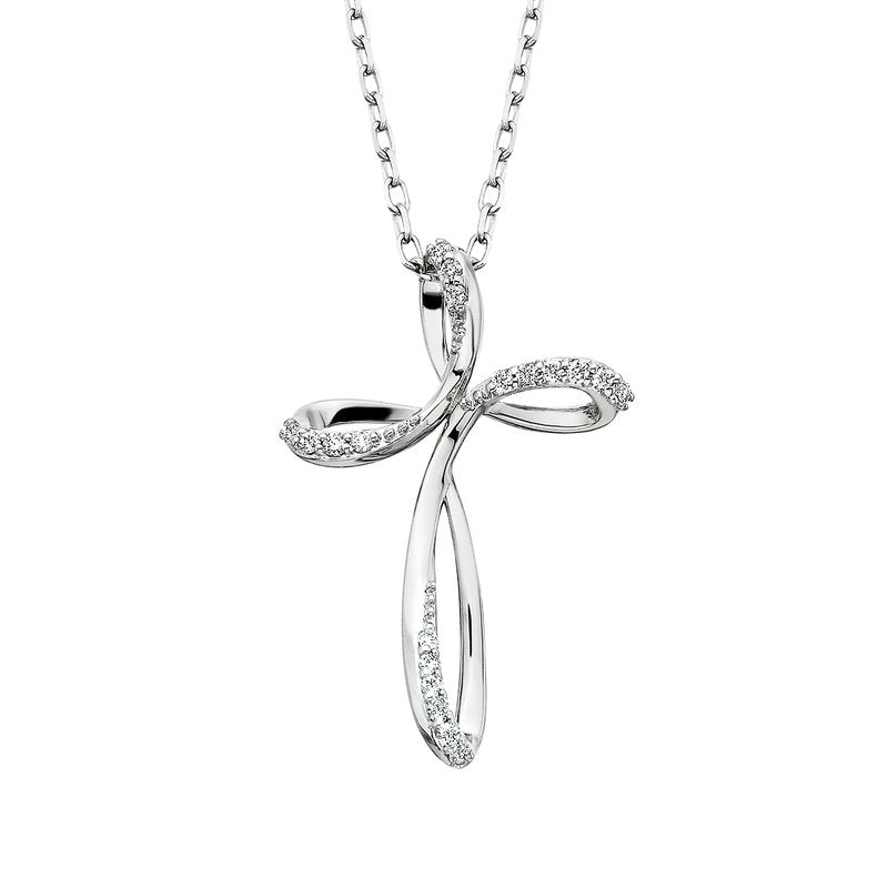 .06ctw Infinite Blessing Diamond White Gold Cross Necklace