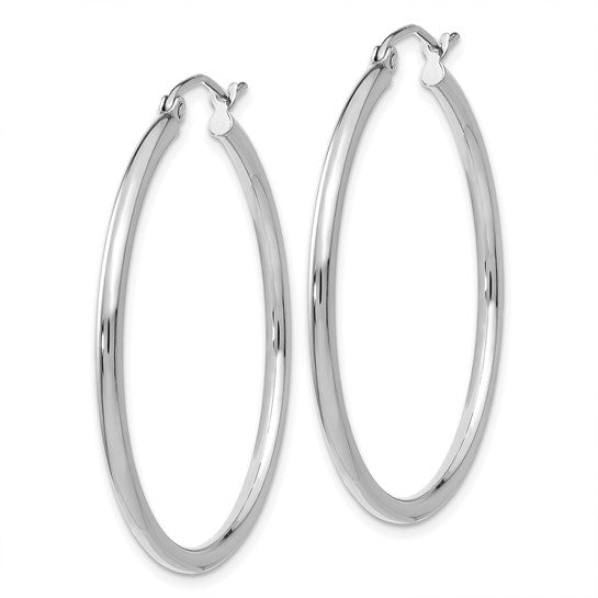 35mm Timeless 14k White Gold Hoops