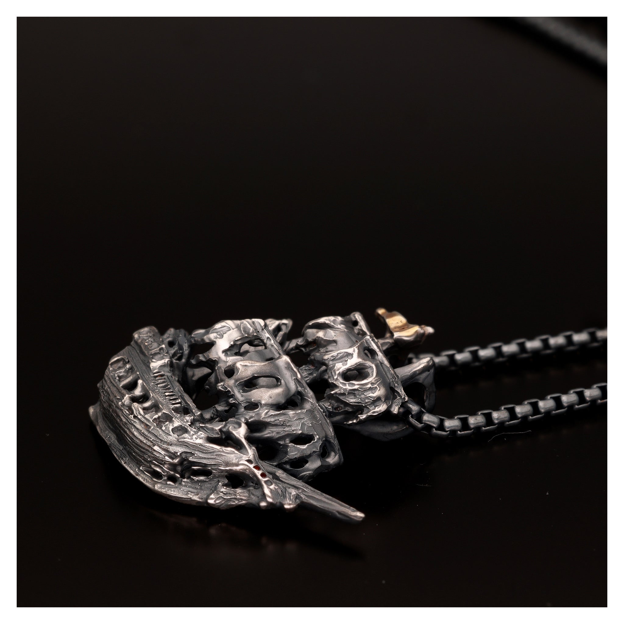 Ghost Pirate Ship Necklace in Antiqued Silver
