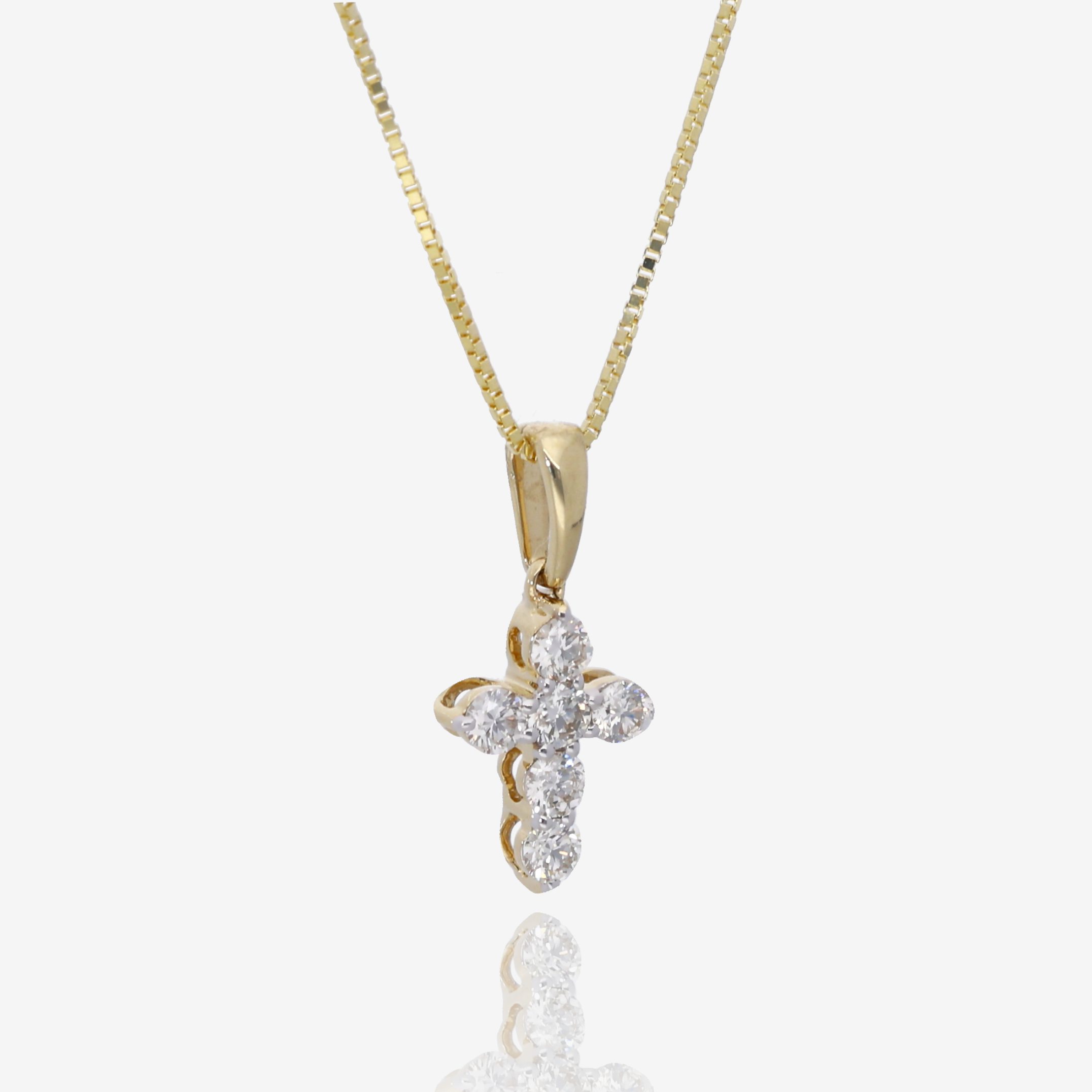 Little Light Diamond Cross Pendant in 14K Yellow Gold