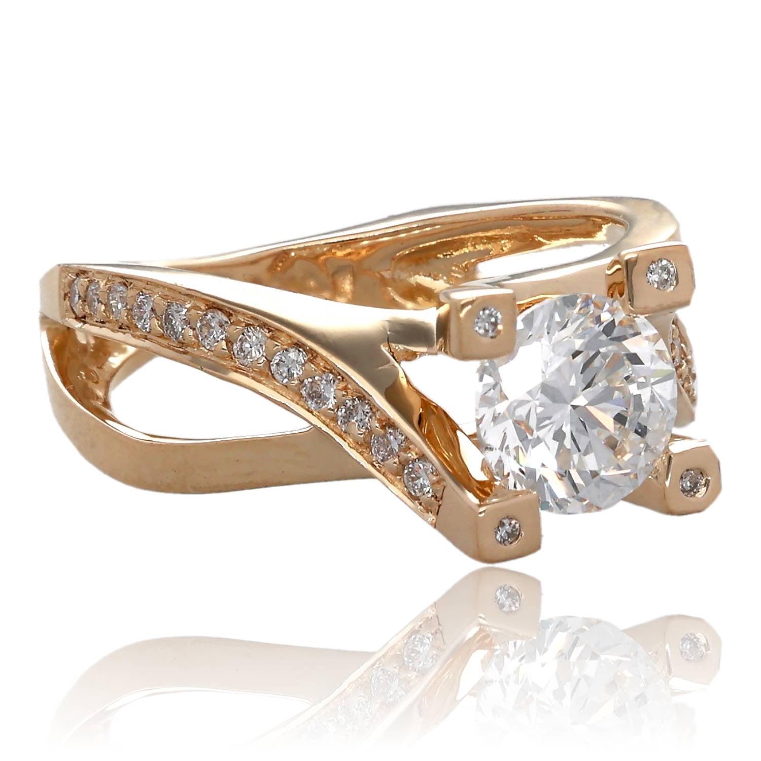 Titan Twist 14K Yellow Gold Diamond Engagement Ring with 1.49 Carat Lab Grown Diamond