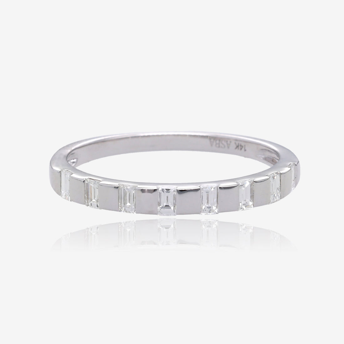 14K White Gold Emerald-Cut Diamond Stackable Band