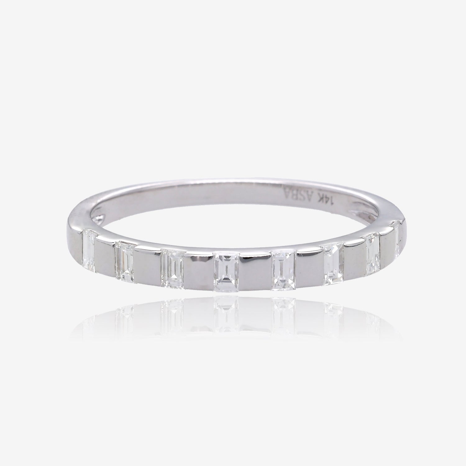14K White Gold Emerald-Cut Diamond Stackable Band