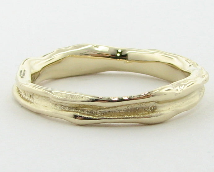 Narrow Melted Band in 14k Yellow Gold