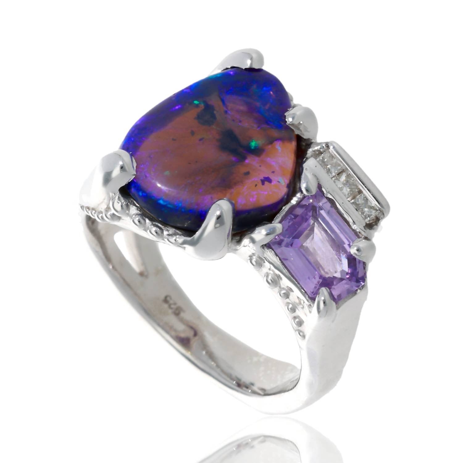 Dark and Stormy Lightning Ridge Opal Ring