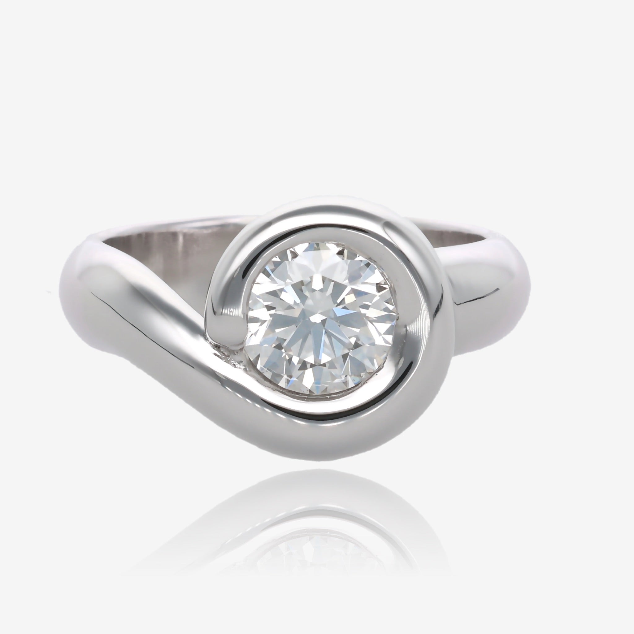 Smooth Sweep Low Profile Diamond Wedding Set
